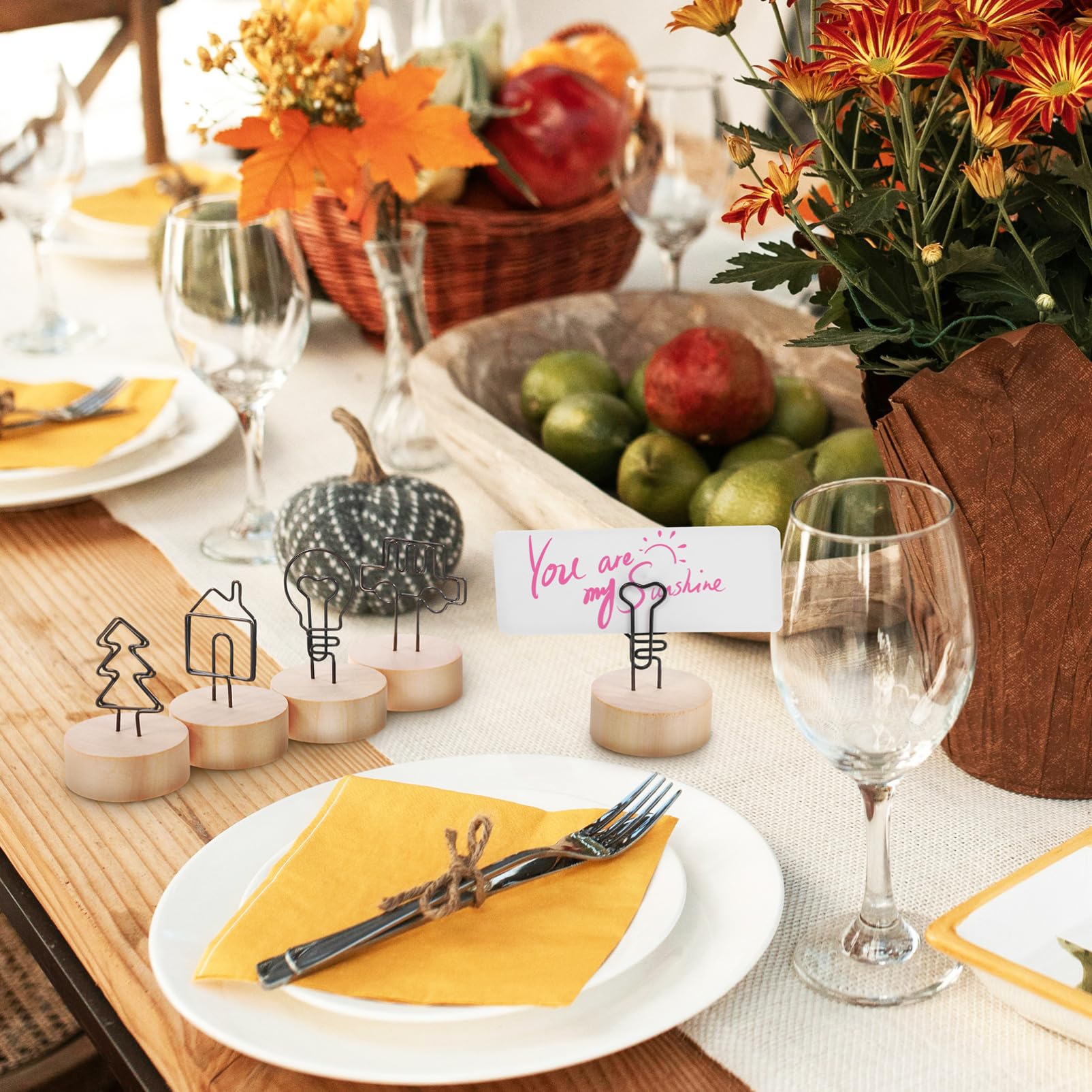 FUNOMOCYA 13Pcs Picture Holders with Clips Rustic Photo Display Stands for Weddings Parties Events Memo Card Holders for Tabletop Decoration