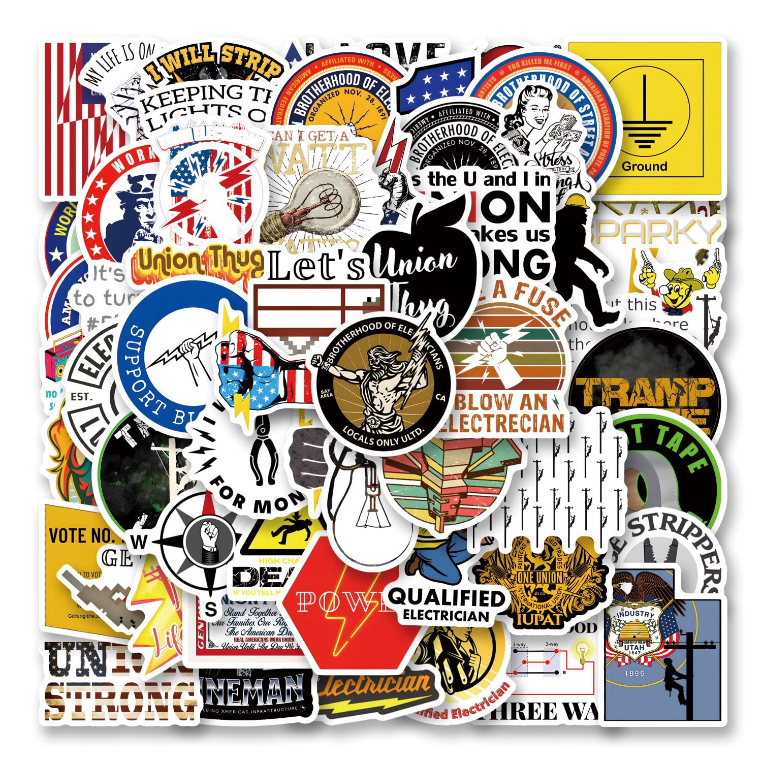 Ibew - Confezione da 61 adesivi estetici in vinile impermeabili, per bottiglie d'acqua, laptop, telefono, skateboard, scrapbooking, regali per bambini, adolescenti e adulti, per feste