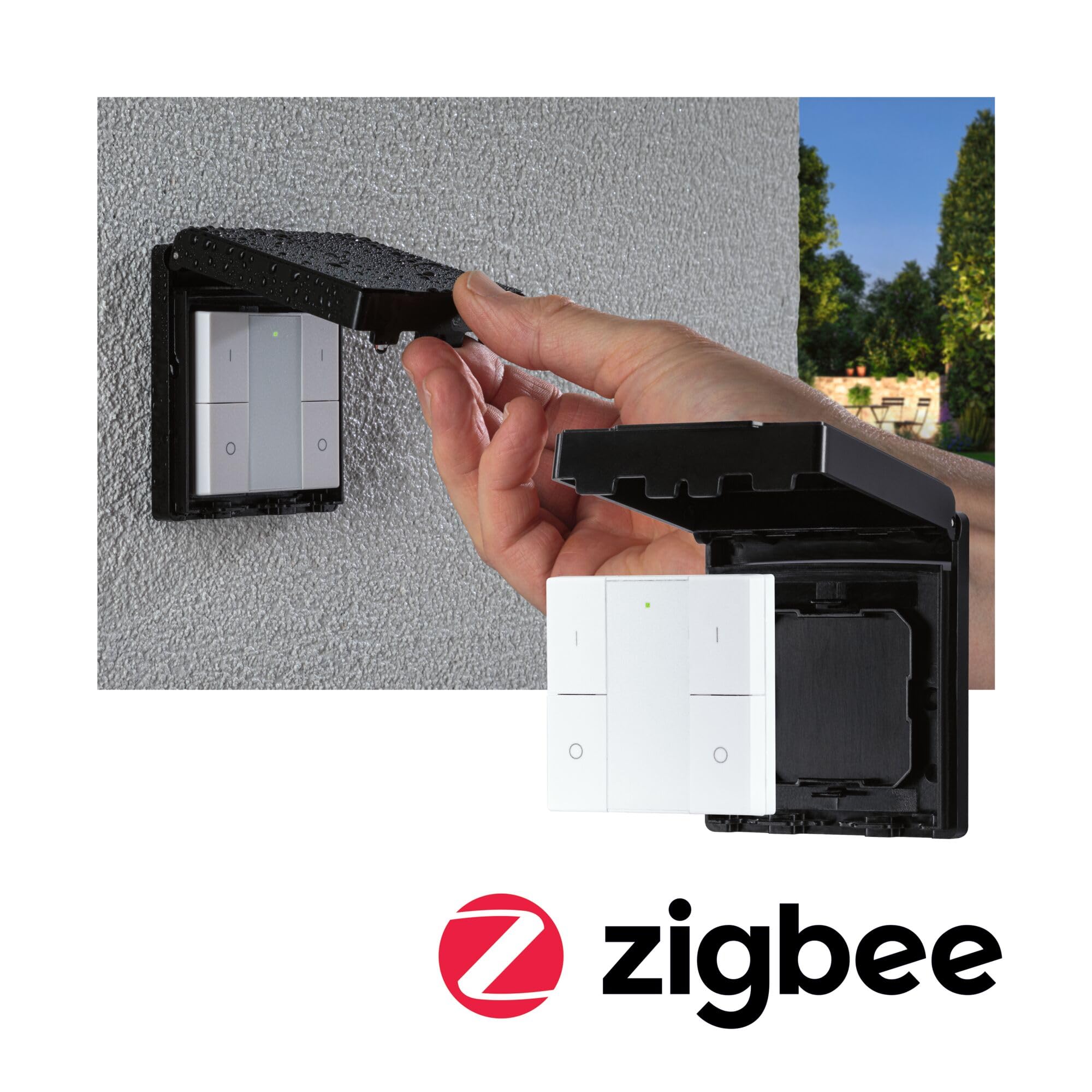 Paulmann 50137 Smart Home Zigbee wyłącznik ścienny Outdoor IP44 on/off/ściem biały sterowanie tworzywo sztuczne
