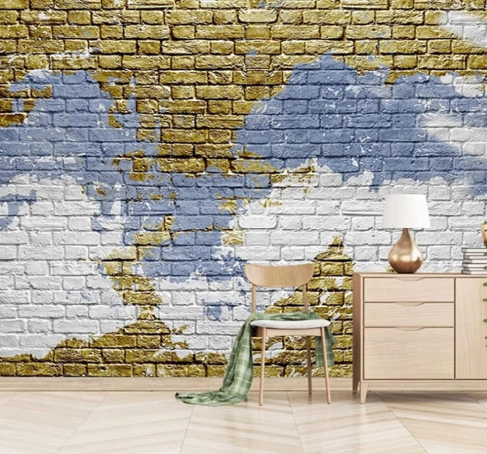 Brick Wall Abstract Graffiti Art Individuality 3D Wallpaper Easy Install Feature Office Living Room Sofa Bedroom TV Background Wall Decoration-200cm×140cm