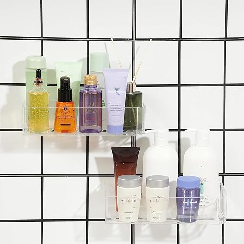 Miniatura 7 de Cq acrylic Estante organizador de ducha de baño, organizador de ducha adhesivo para almacenamiento de baño, decoración del hogar y cocina, estante