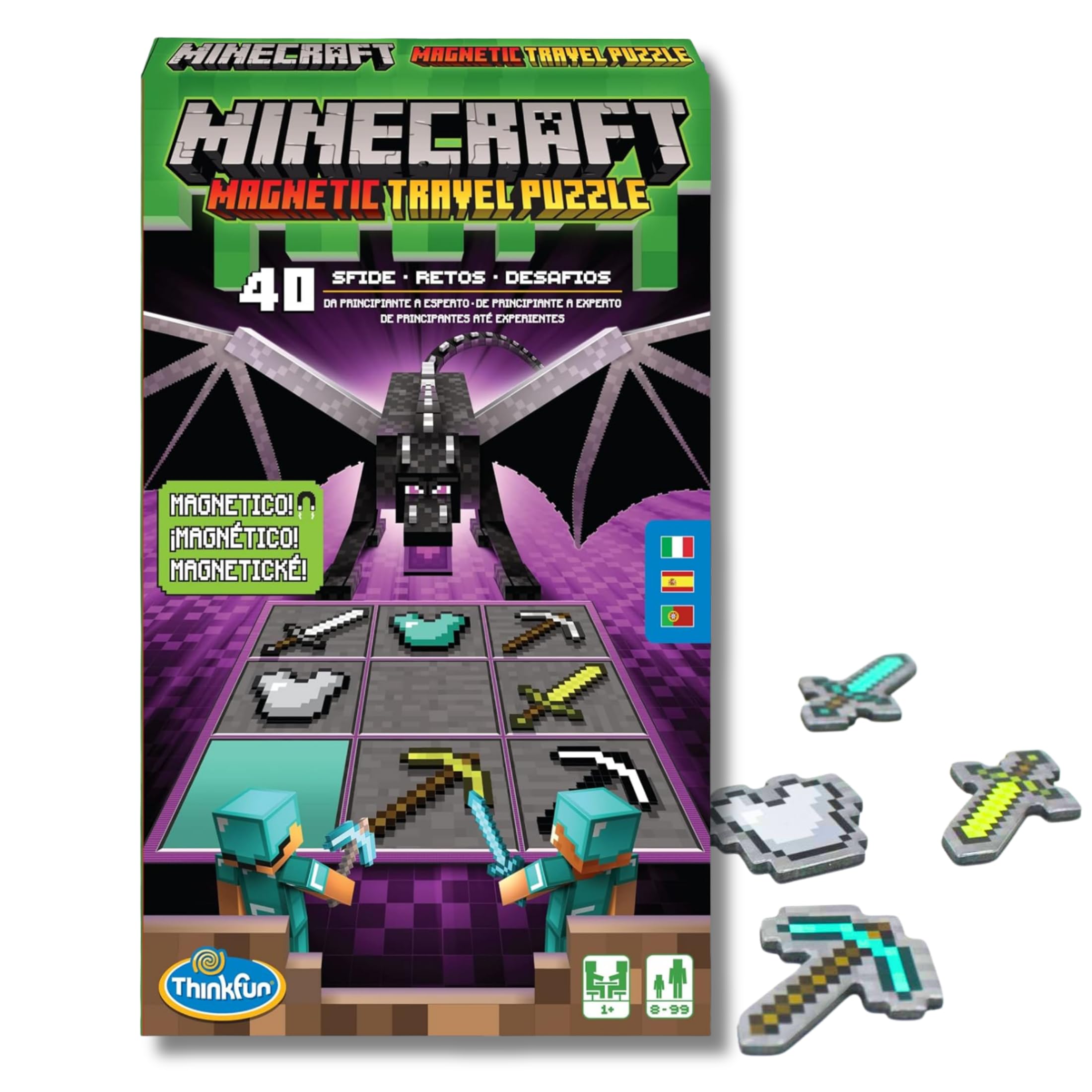ThinkFun Minecraft 76435 - Gioco di logica da viaggio per bambini a partire dagli 8 anni, per risolvere logica e problemi, multicolore