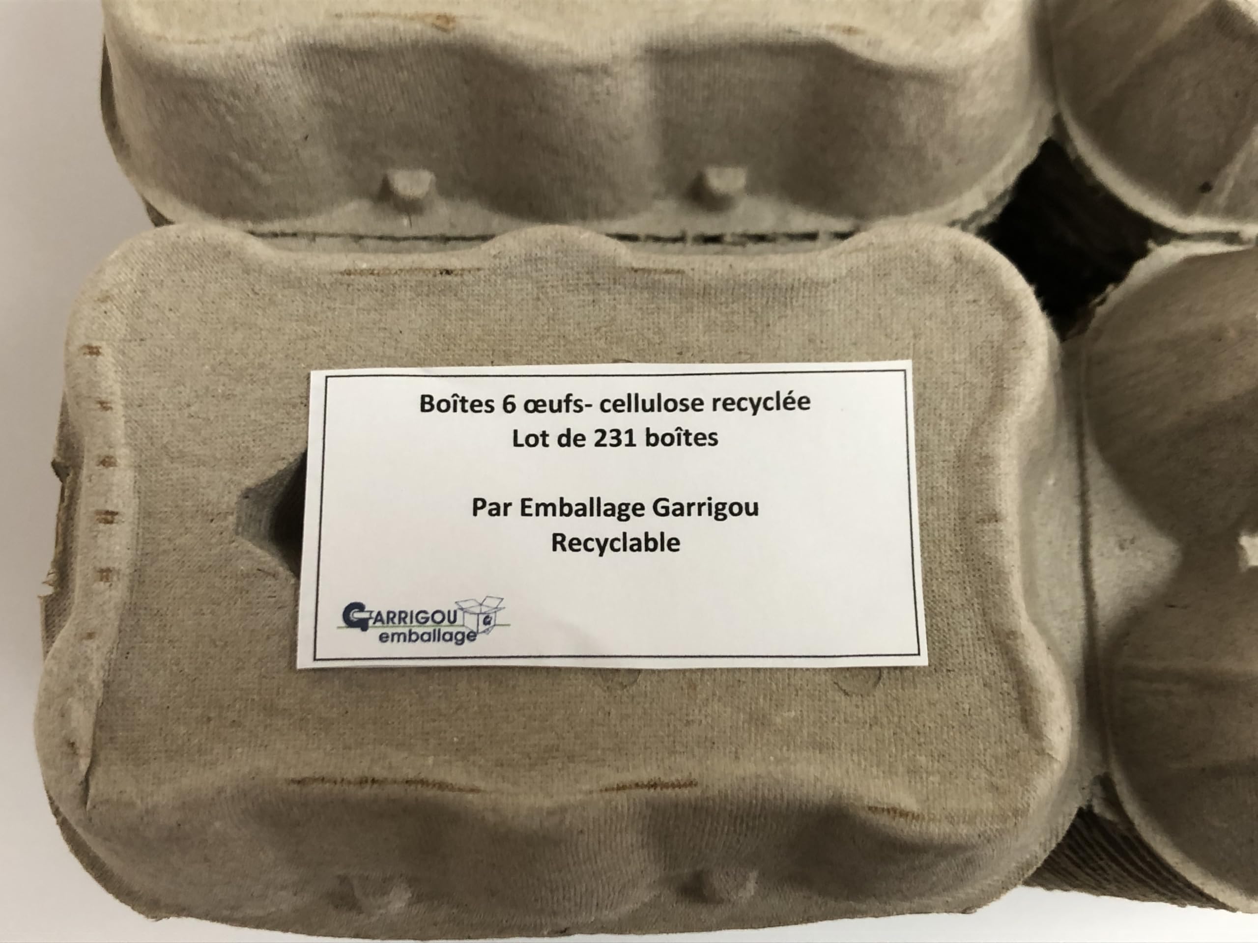 231 boites pour 6 Oeufs Grises en Carton pour Vente à la Ferme, marché, fermiers, revendeurs, commerçants ou Transport