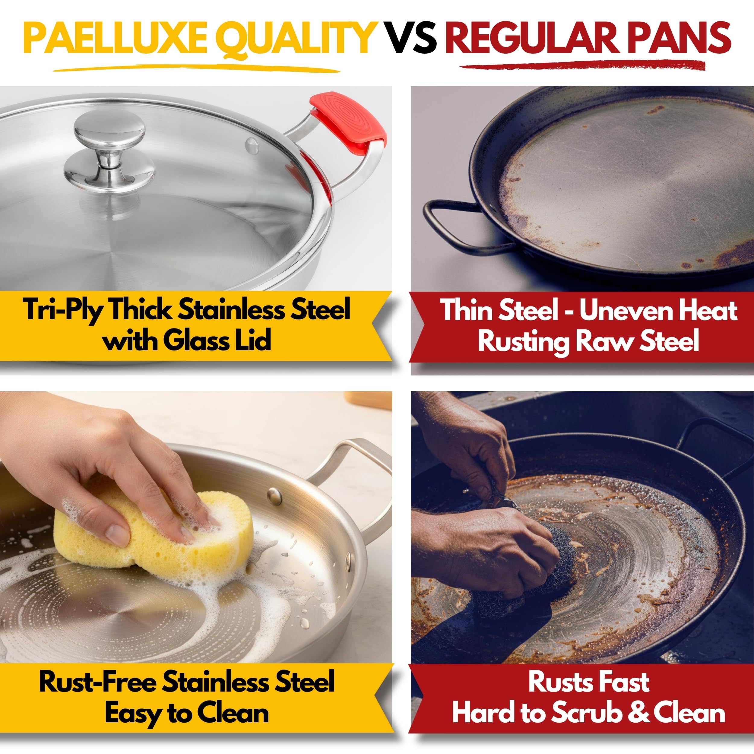 Paelluxe Paella Pan - 13 Inch Stainless Steel -5