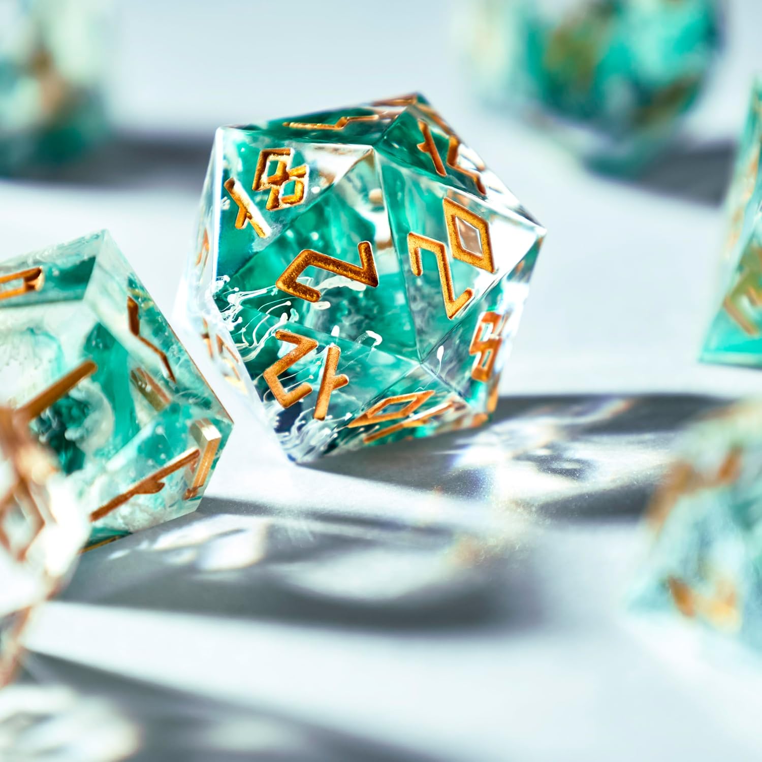 Sharp Edge DND Dice with Glowing LED Display Box - Premium Polyhedral Resin Dice for Dungeons and Dragons | Includes Bonus Stickers | Dungeons and Dragons (TTRPG) Dice Set