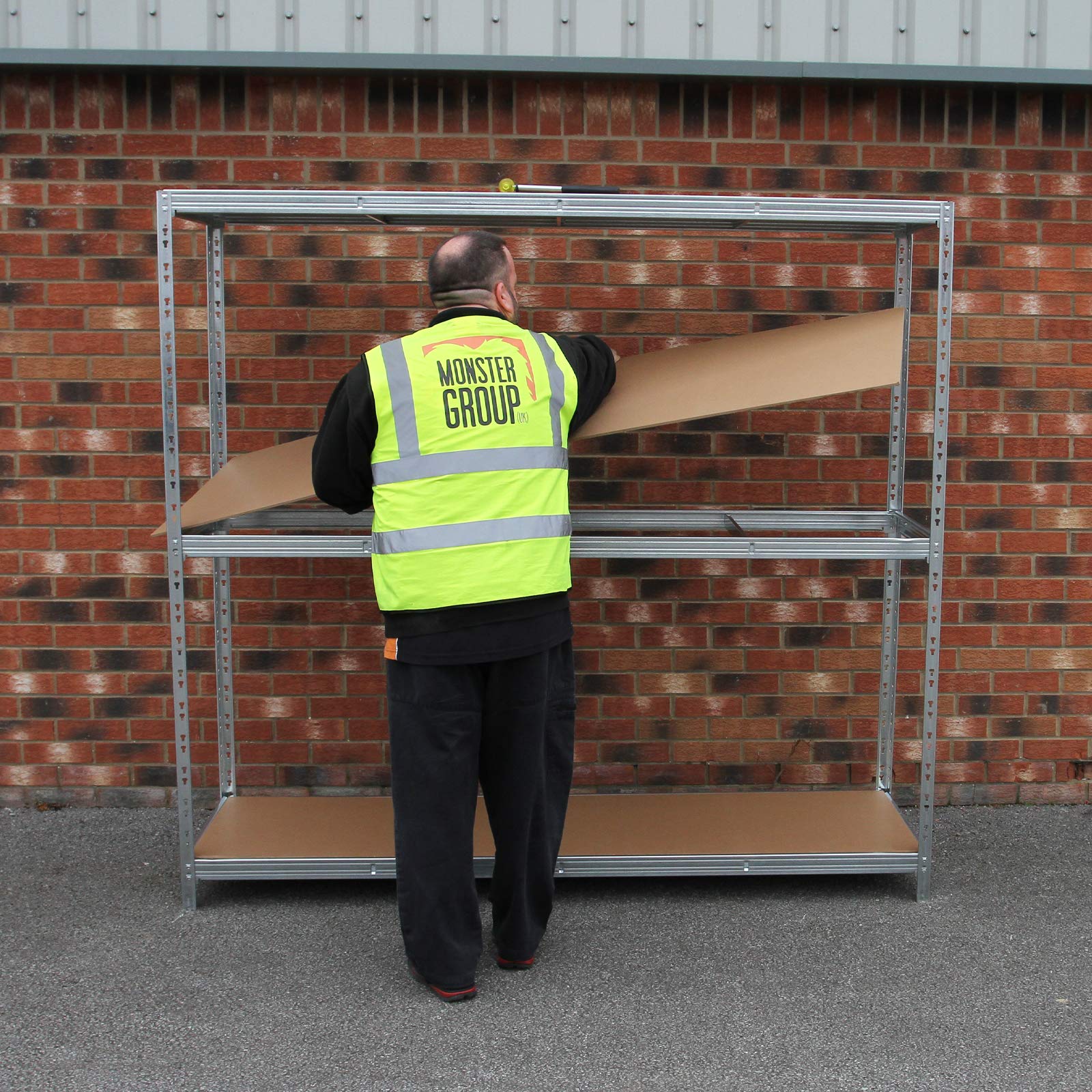 Estantería de Garaje Acero Galvanizado Resistente Almacenamiento 186cm x 200cm x 60cm 3 Niveles (400kg por estante) 1200kg de Capacidad Estantería para el Cobertizo Taller Oficina sin Tornillos