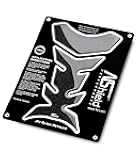 Motorcycle Tank Pad Gas Tank Protector, 3D Motorcycle Tank Sticker Protector Decal Gas Oil Fuel Tank Pad Protector for Suzuki Kawasaki Honda Yamaha Ducati BMW - Jet Black Metallic