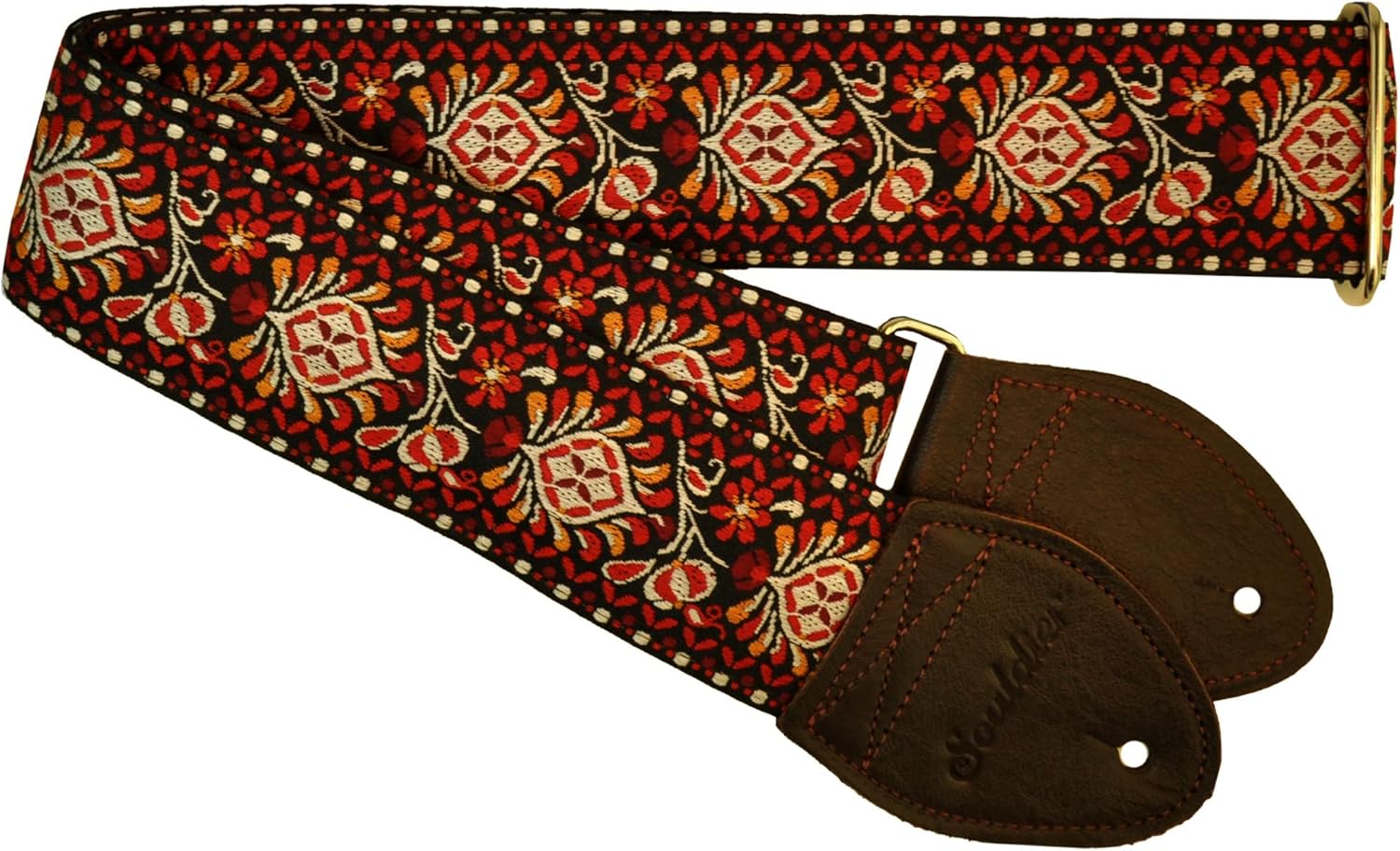 Souldier GS0242GD02WB - Handmade Seatbelt Guitar Strap for Bass, Electric or Acoustic Guitar, 2 Inches Wide and Adjustable Length from 30" to 63" Made in the USA, Hendrix, Flame