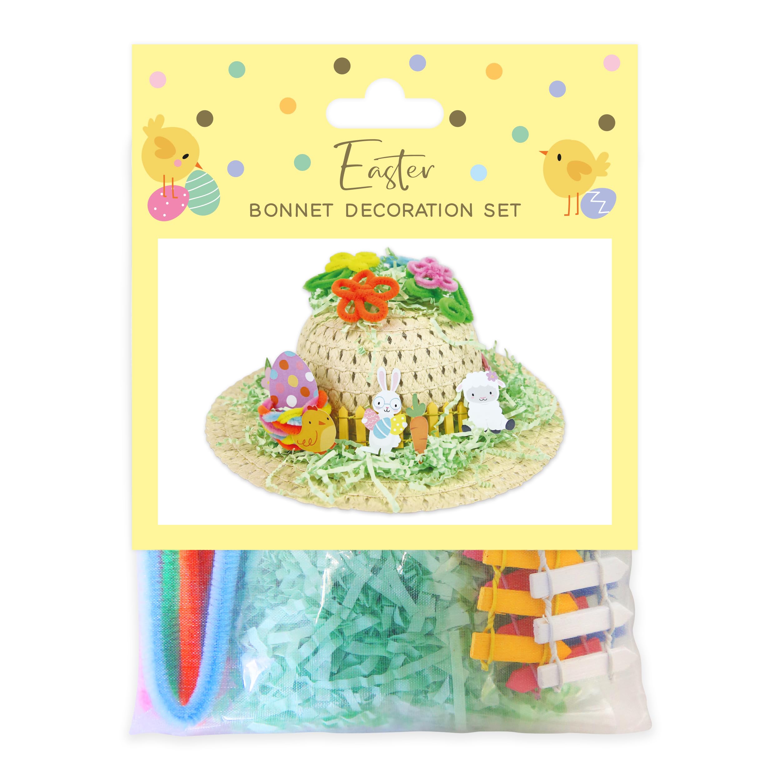 Eurowrap Easter Bonnet Making Kit – DIY Bonnet Decorating Accessories for Easter Crafts & School Projects