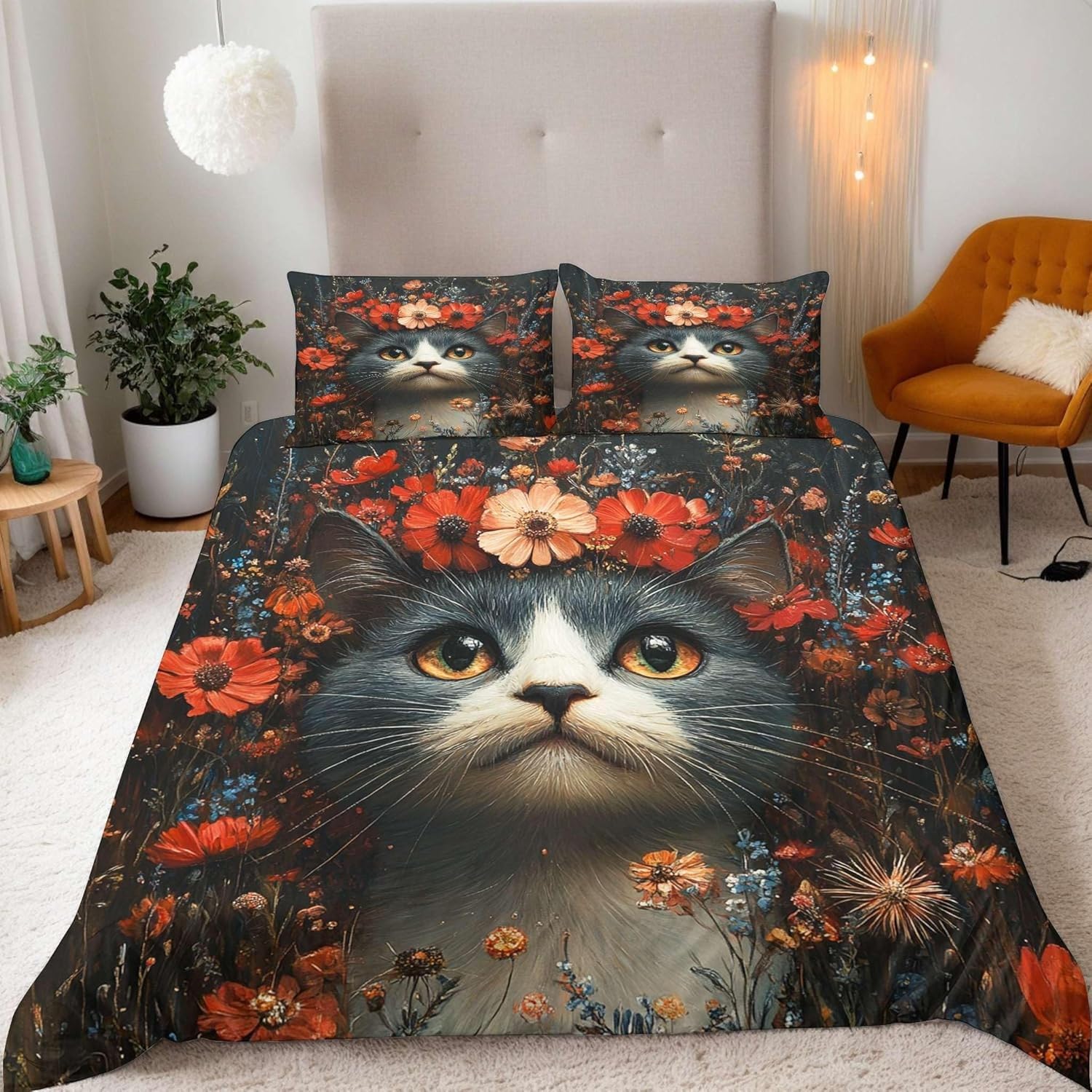 Housse de Couette 220 x 240 cm Parure de Lit Douce avec Taies