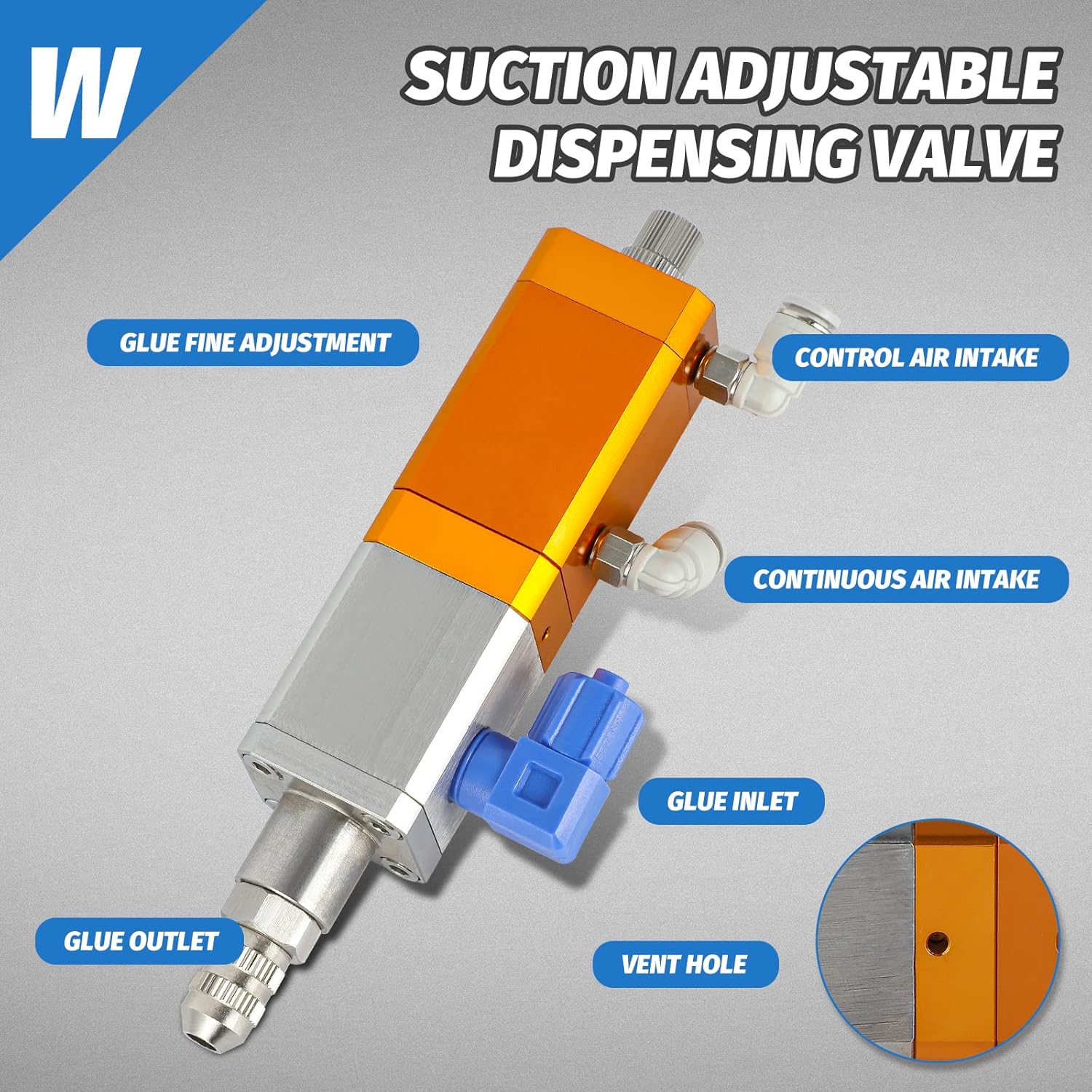 NEWTRY Glue Dispenser Kit Automatic Digital Glue Dispenser System Time Setting Controller Kit+Stainless Steel Pressure Tank(Customizable)+Suction Adjustable Dispensing Valve