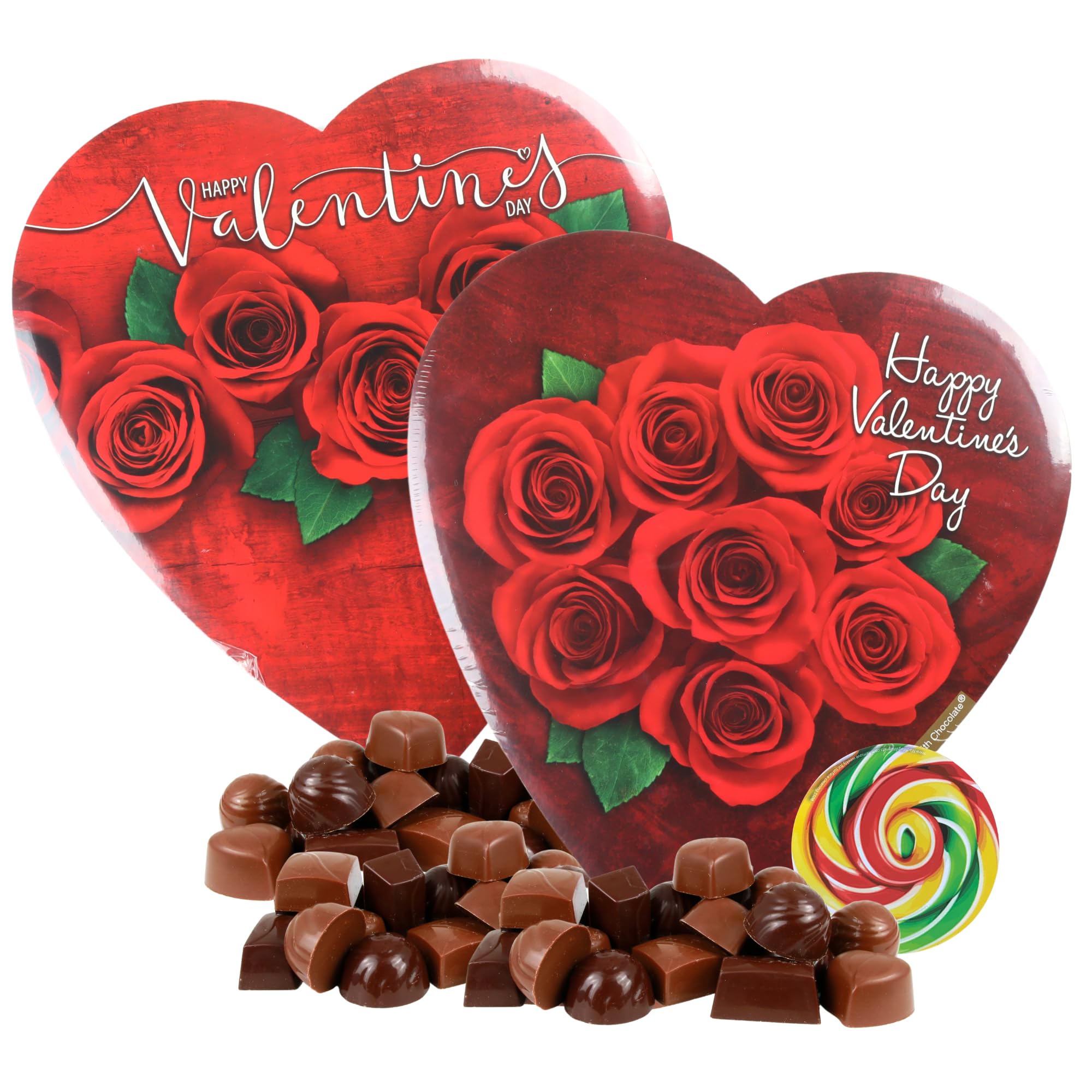 Sweetzo - Valentine's Red Rose Chocolate Heart Box, 15 Assorted Flavored Truffles In Each, Style May Vary, Pack of 2