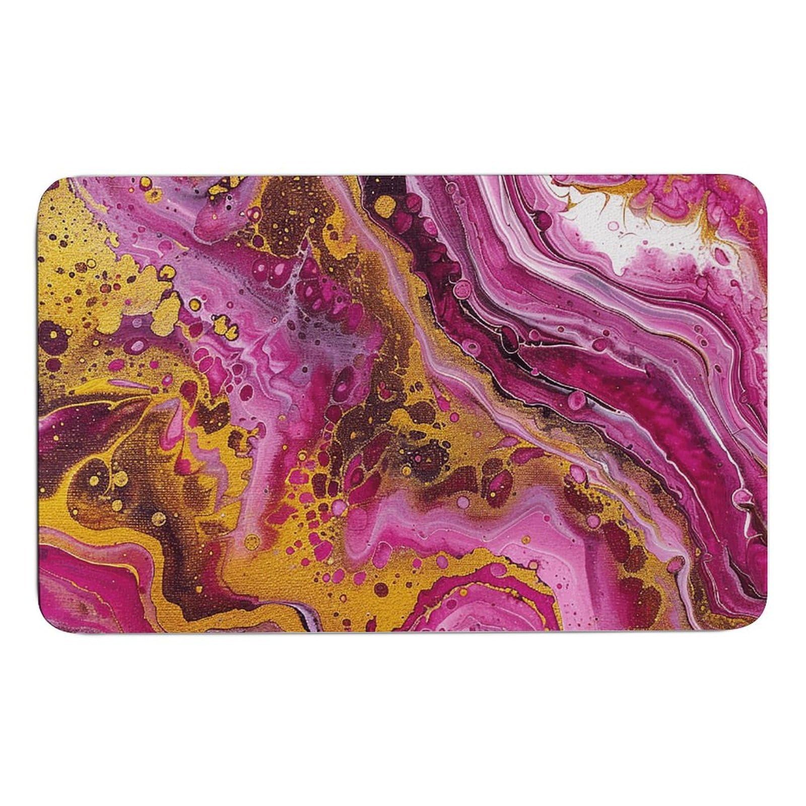NTVOWPZO Red and Gold Swirl Stone Bath Mats Red and Gold Swirl Diatomaceous Earth Bath Mat Super Absorbent Bathroom Floor Mat Quick Drying Shower Mat for Shower Bathtub Bathroom Accessory