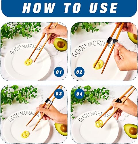 Miniatura 3 de 1000 unidades de palillos reutilizables de plástico para entrenamiento, bisagras, conector de palillos negros para adultos, niños, principiantes,