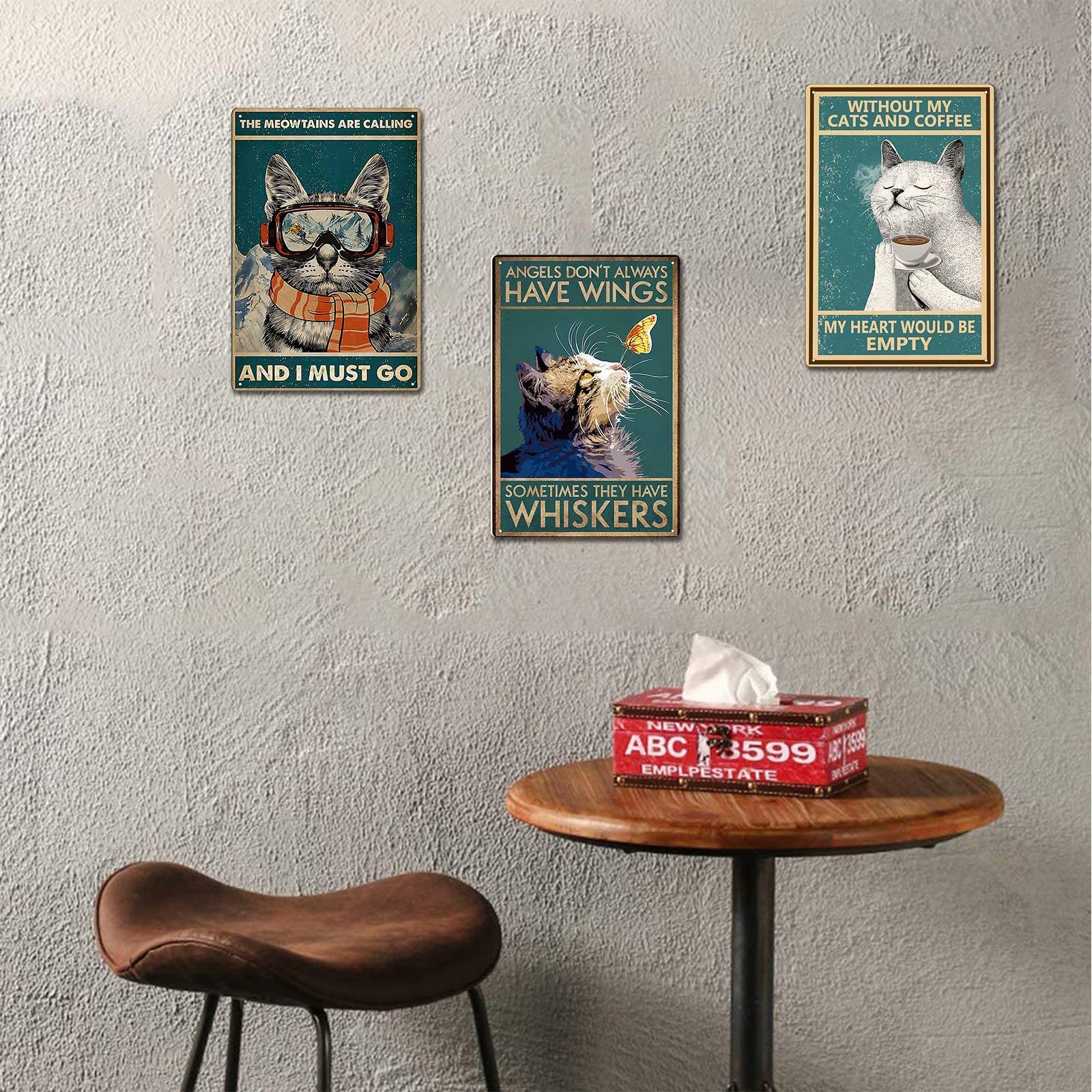 SUPERDANT Metalen borden voor de badkamer met katten wassen je handen, tinnen bord Flush the WC, grappige borden en plaques, badkamer muurkunst voor
