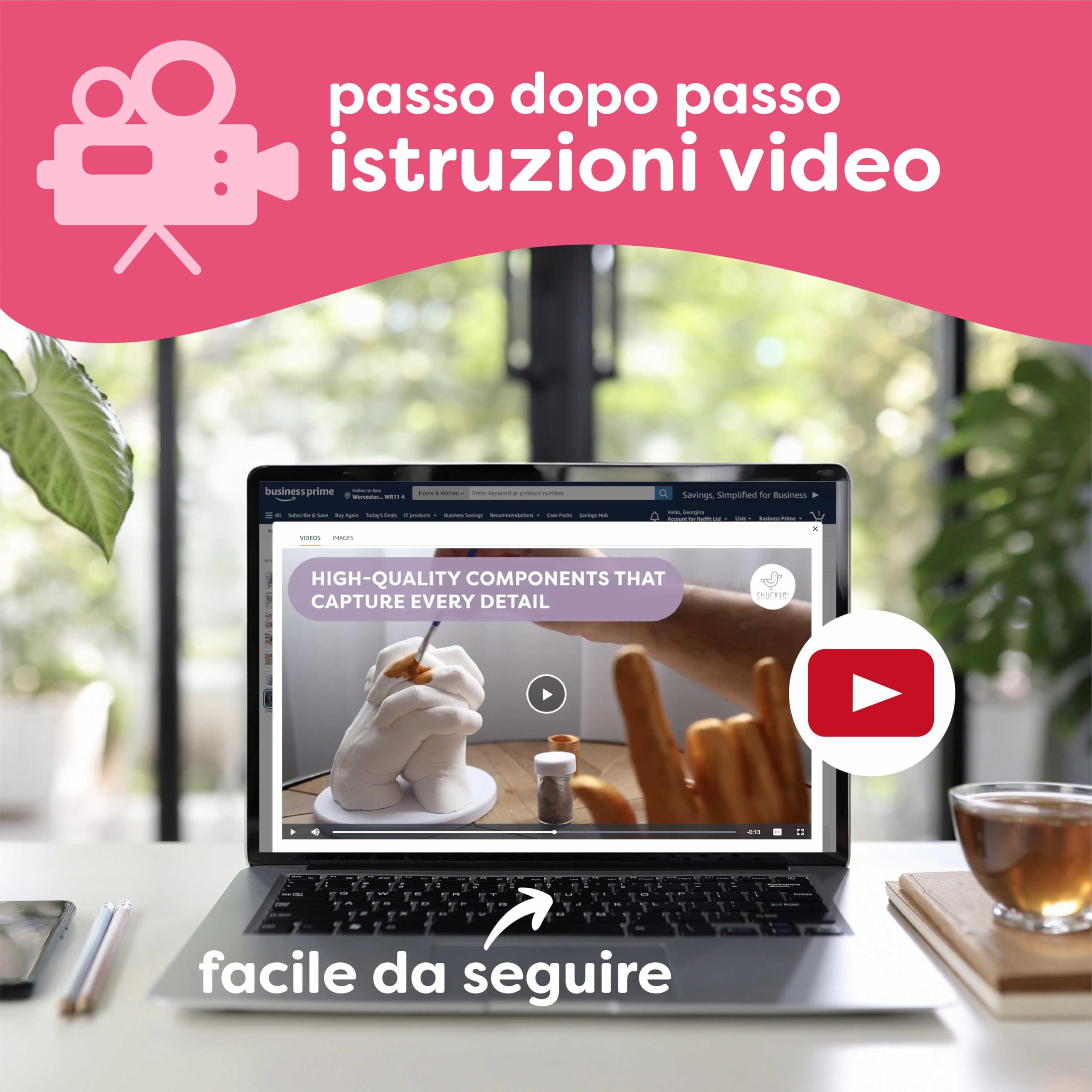 chuckle - Set di impronte digitali 3D per coppie, mani in gesso, regalo di coppia per anniversario, non tossico e semplice con colore oro