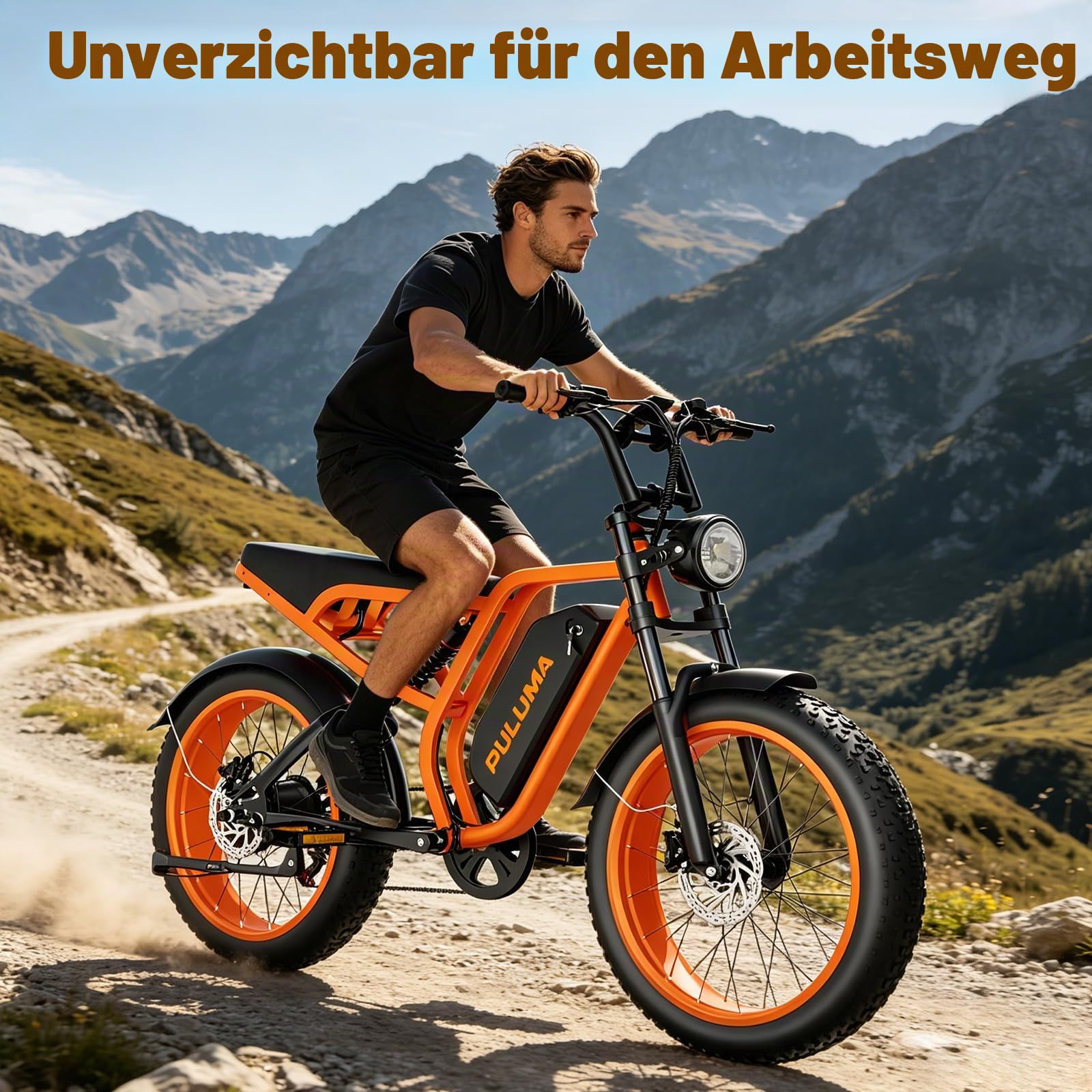 Elektrofahrrad für Erwachsene, abnehmbarer 52 V und 20 Ah Akku, breite und verstärkte rutschfeste Reifen, geeignet für Mountainbike und tägliche Fahrten, mit Scheibenbremsen und langer Akkulaufzeit