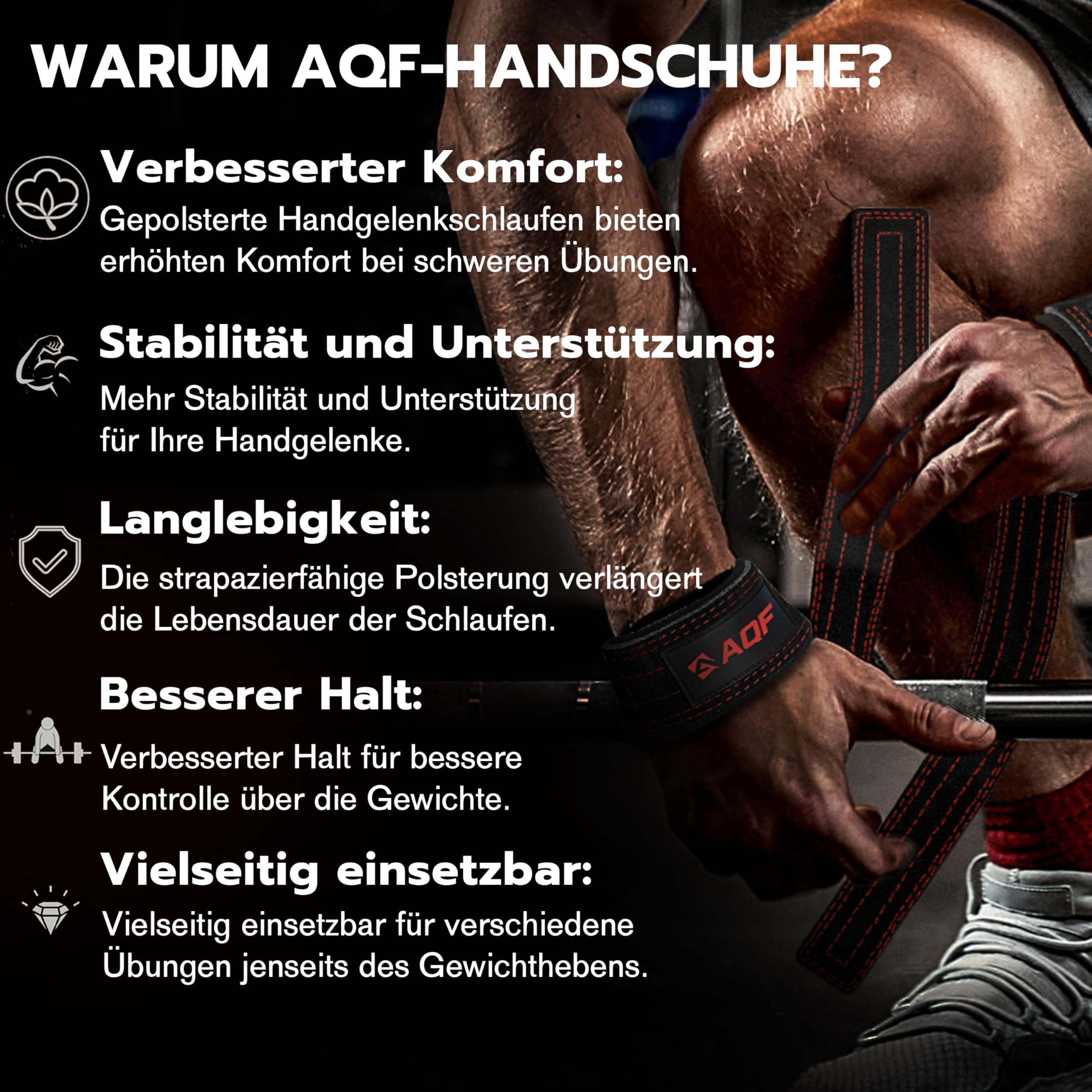AQF Leder Zughilfen Krafttraining Wildleder | Profi Lifting Straps für Bodybuilding und Weightlifting | Kreuzheben Gurte, Gym Fitness Zughilfen für Frauen und Männer