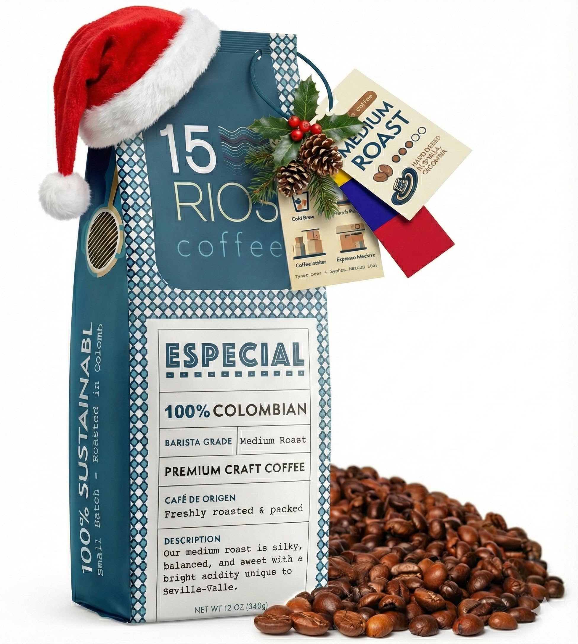 Colombian Whole Bean Coffee Medium Roast Sweet Nutty Notes Bold And Balanced Taste Handpicked Arabica Beans Fresh Roasted High Altitude Single Origin Small Batch Craft Specialty Rich Coffee Gift 12oz