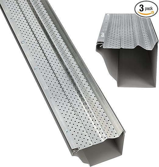 A-M Gutter Guard -Heavy Duty Lifetime Quality Aluminum Leaf & Debris Protection for 5-inch and 6-inch (6 Inch-11.5 Feet, Mill Finish) - Made in The USA