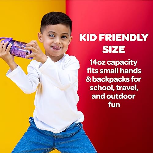 Miniatura 8 de CamelBak Crayola Flip Straw Kids Tritan Renew Botella de agua rojo cereza, 14 onzas