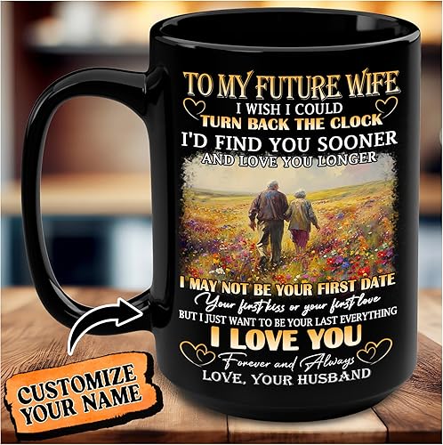 Miniatura 8 de Taza de café personalizada con texto en inglés To My Wife, 15 onzas y 11 onzas, tazas de café con texto en inglés To My Wife, regalo personalizado
