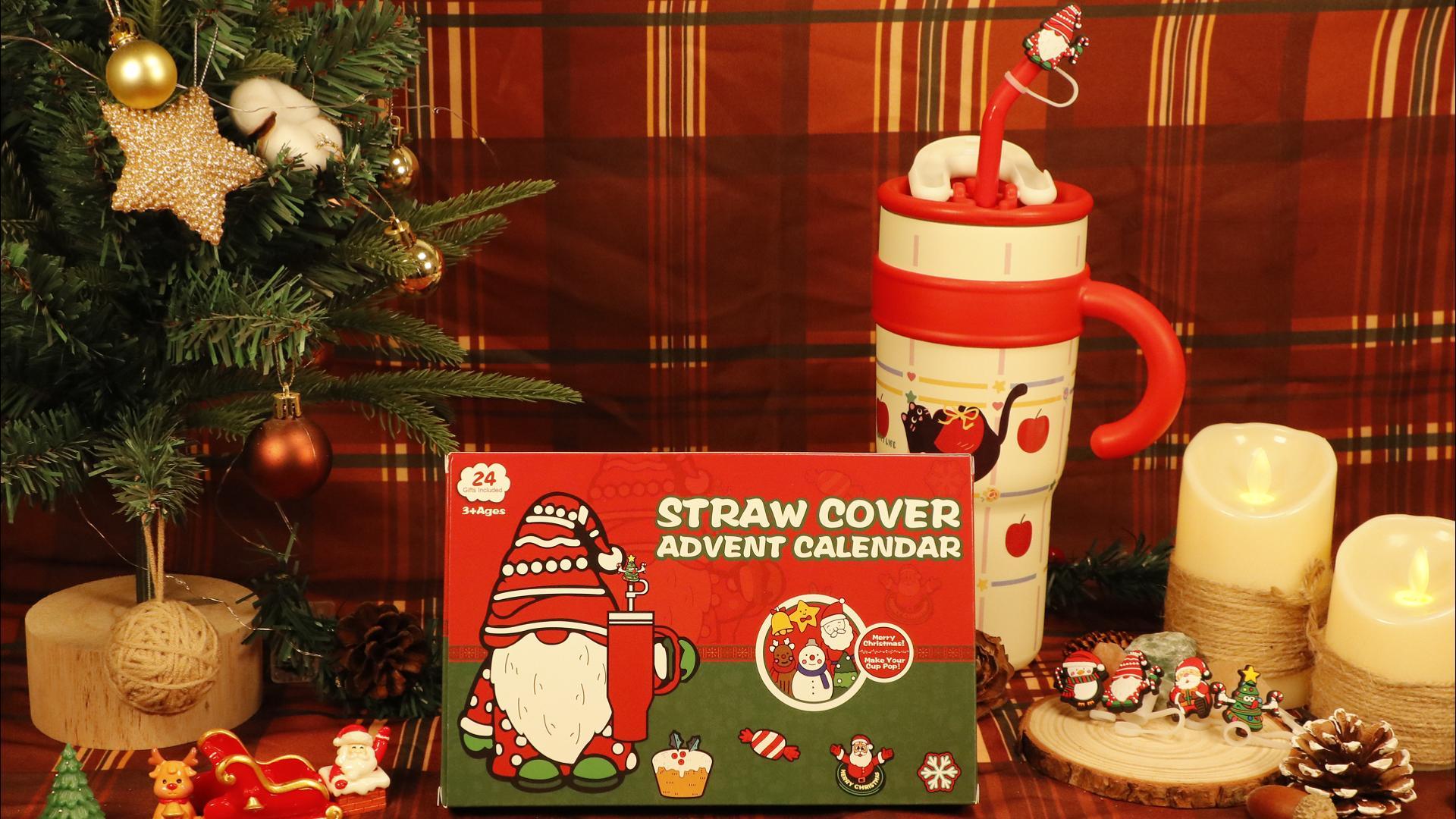 Calendario Dell'Avvento 2025 Con 24 Copri Cannuccia In Silicone Per Borraccia - Accessori Natalizi Per Tumbler - Regalo Per Adulti E Bambini
