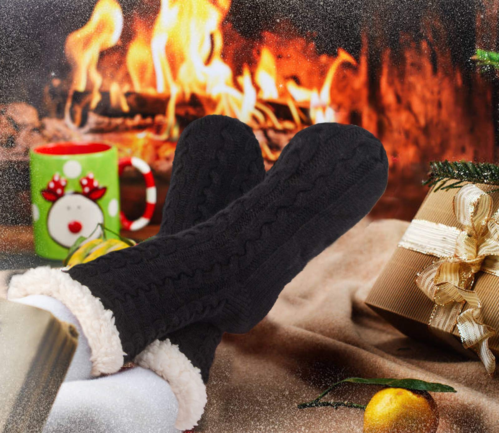 2 paia Calze da Donna Antiscivolo Termiche Calzini Donna Scalzini Antiscivolo Donna Invernali Calze Natale Capodanno Regalo