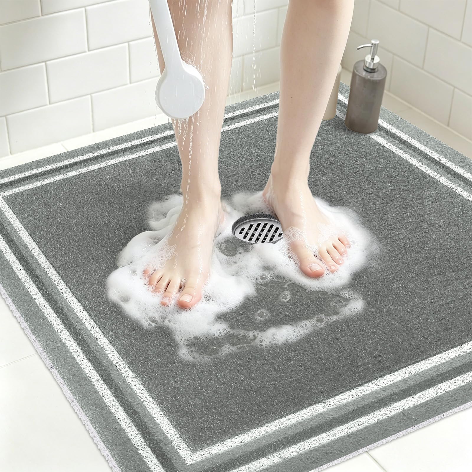 Shower Mat Non Slip : Square Shower Mats for Inside Shower - Loofah Shower Mat for Elderly- Anti Mould Bath Mat for Inside Bath - Anti Slip Shower Mat Quick Dry Shower Mat Shower Tray Mat