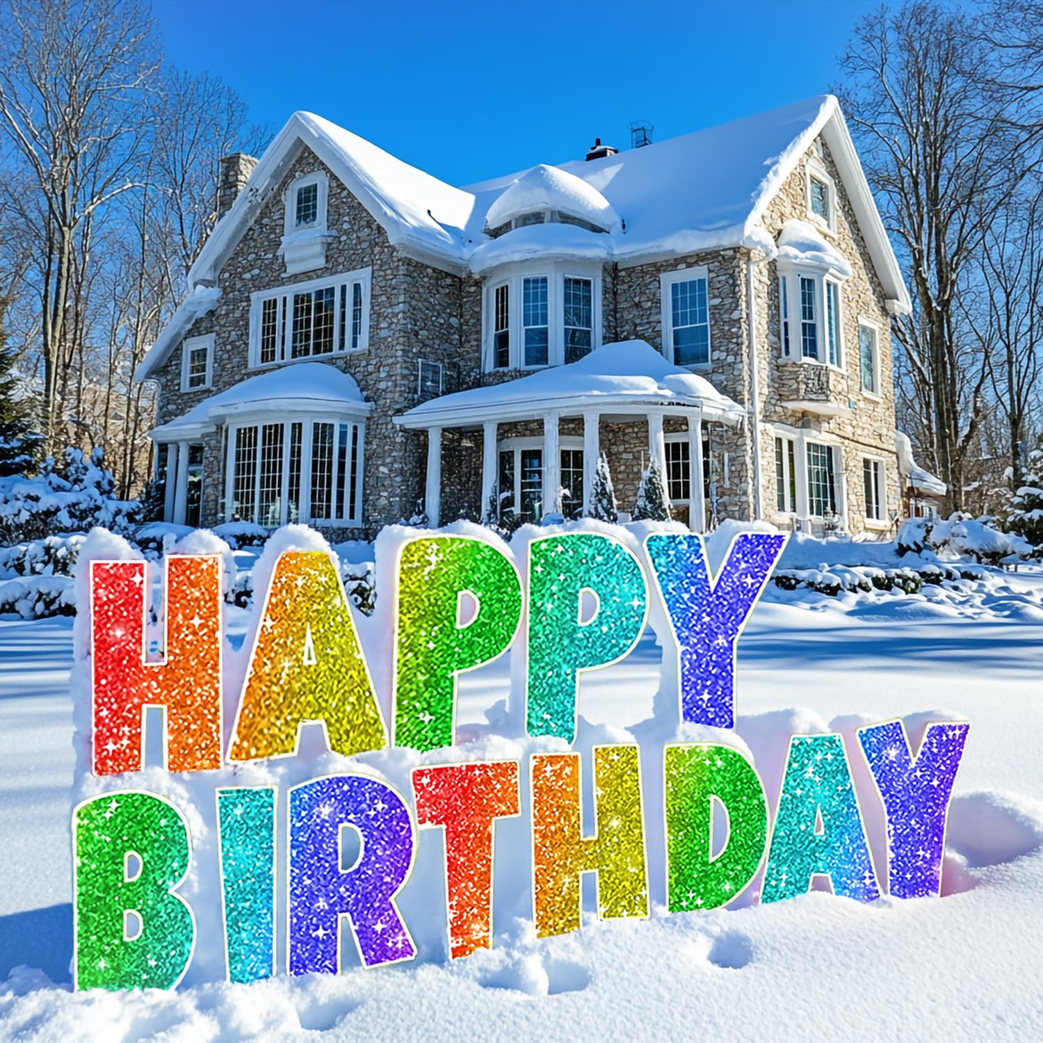 Coonoe Happy Birthday Yard Sign with Metal Stakes - 16” Outdoor Lawn Decorations, Weather-Resistant Letters, birthday party supplies gift for Kids &