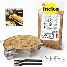 Générateur de Fumée Froide (serpentin pour fumoir)+La Sciure de Bois Hêtre Inclus 2,5L (MADE IN FRANCE)+4 Crochets +2 Brosses de Nettoyage Offerts, Fumoir pour Viande et Poisson,Manuel en français