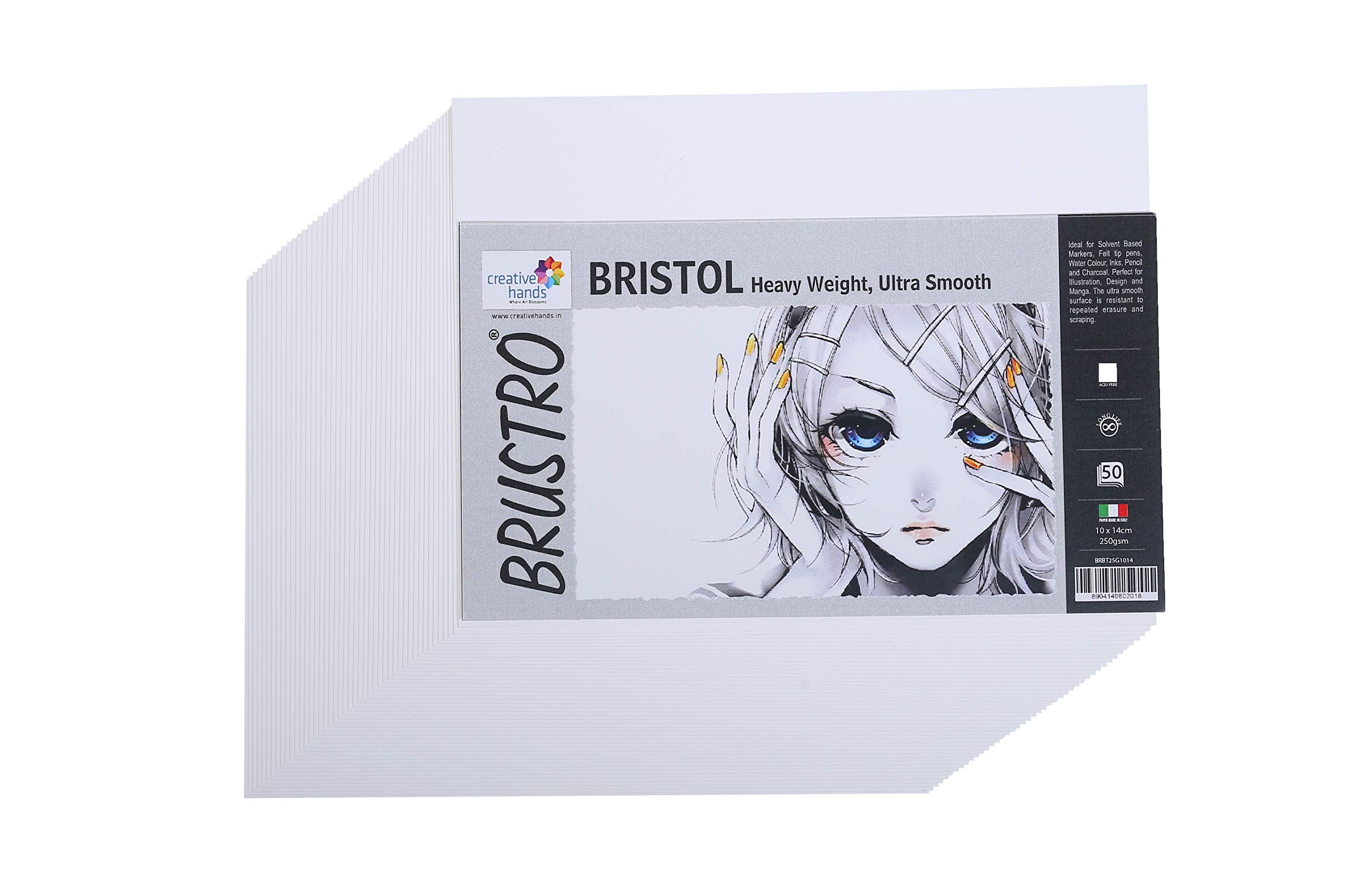 Brustro Artists Small Bristol Paper | 250 GSM, 50 Sheets, Size (Small) |10X14 cm| Ideal for Solvent Based Markers, Ink, Airbrush,Pencil & Charcoal, Illustration, Design, Manga (B07SVQ1S66) Amazon Price History, Amazon Price Tracker