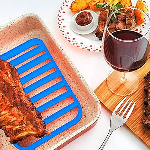 Miniatura 6 de Paquete de 2 estantes de silicona para asar antiadherentes, fáciles de limpiar, para cocinar, hornear y cocinar al vapor (paquete de 2 unidades,
