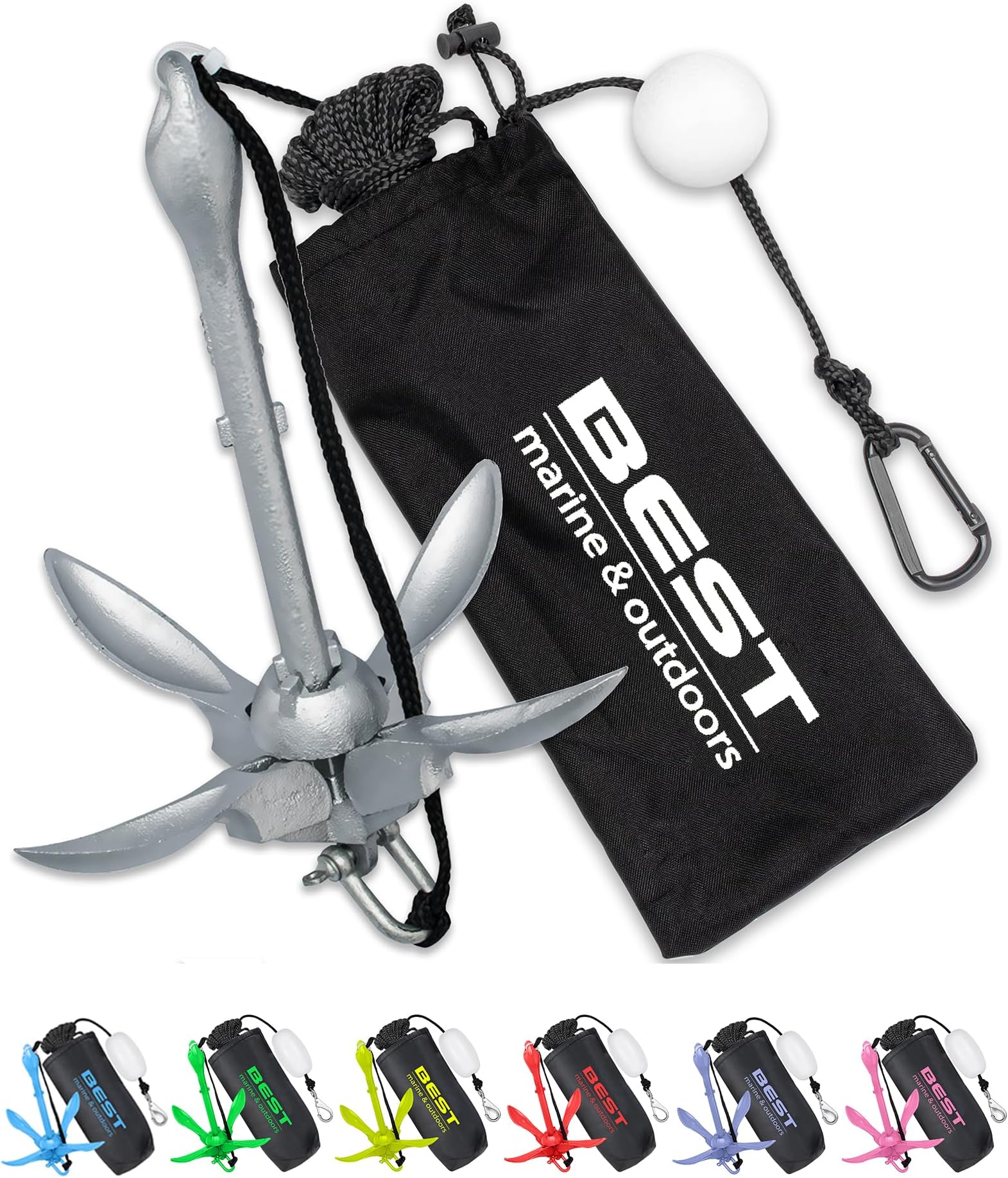 Best Marine and Outdoors Kayak Anchor, 3.5 Pound Anchor System Kit for Kayaks, Canoes, SUP Paddle Boards & Jet Skis, Fishing, Boating & Kayaking Accessories