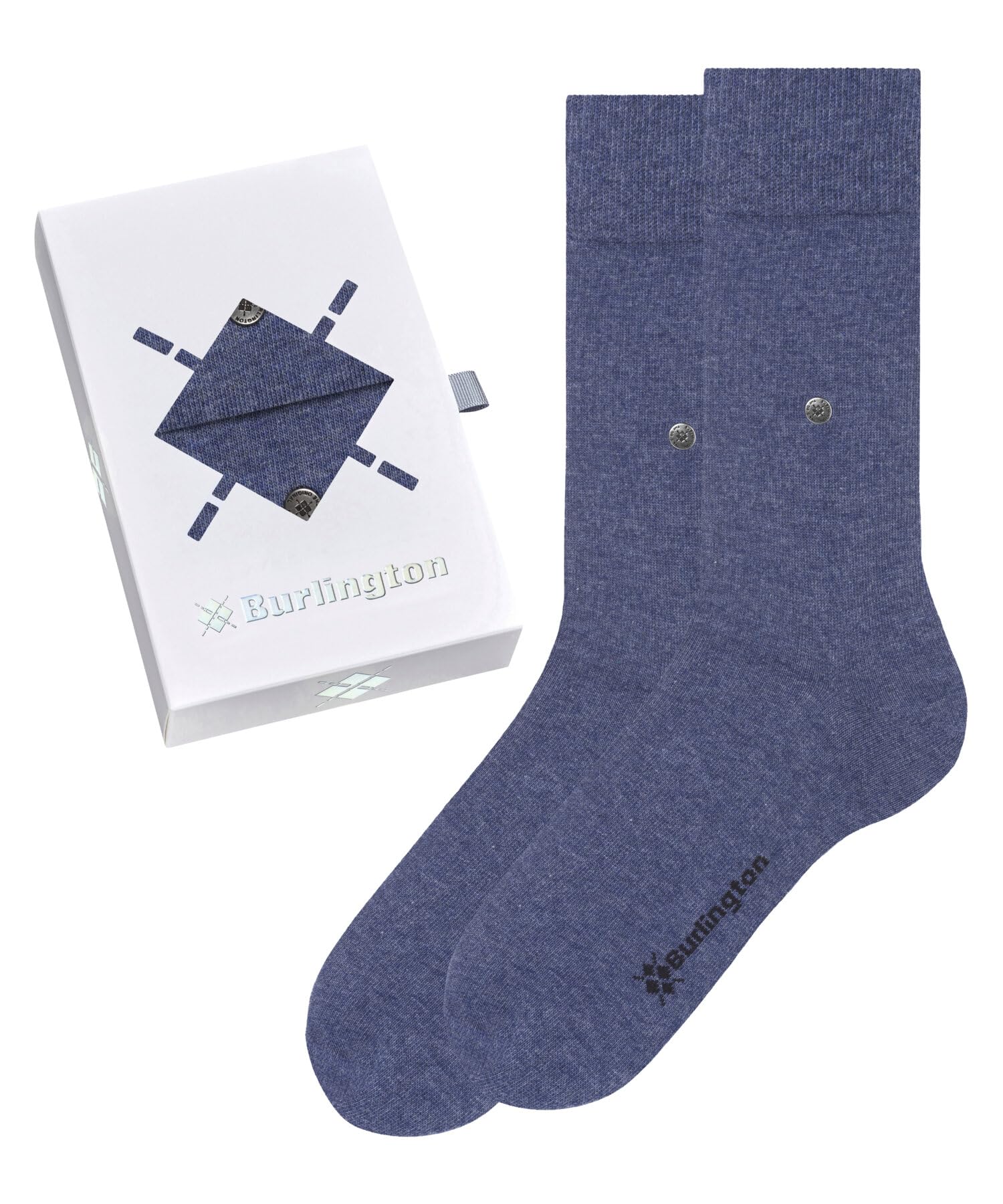 Burlington Men's Basic Uni Gift Box M So Cotton Plain Socks 2 Pairs, Light Blue 0050, 6.5-11