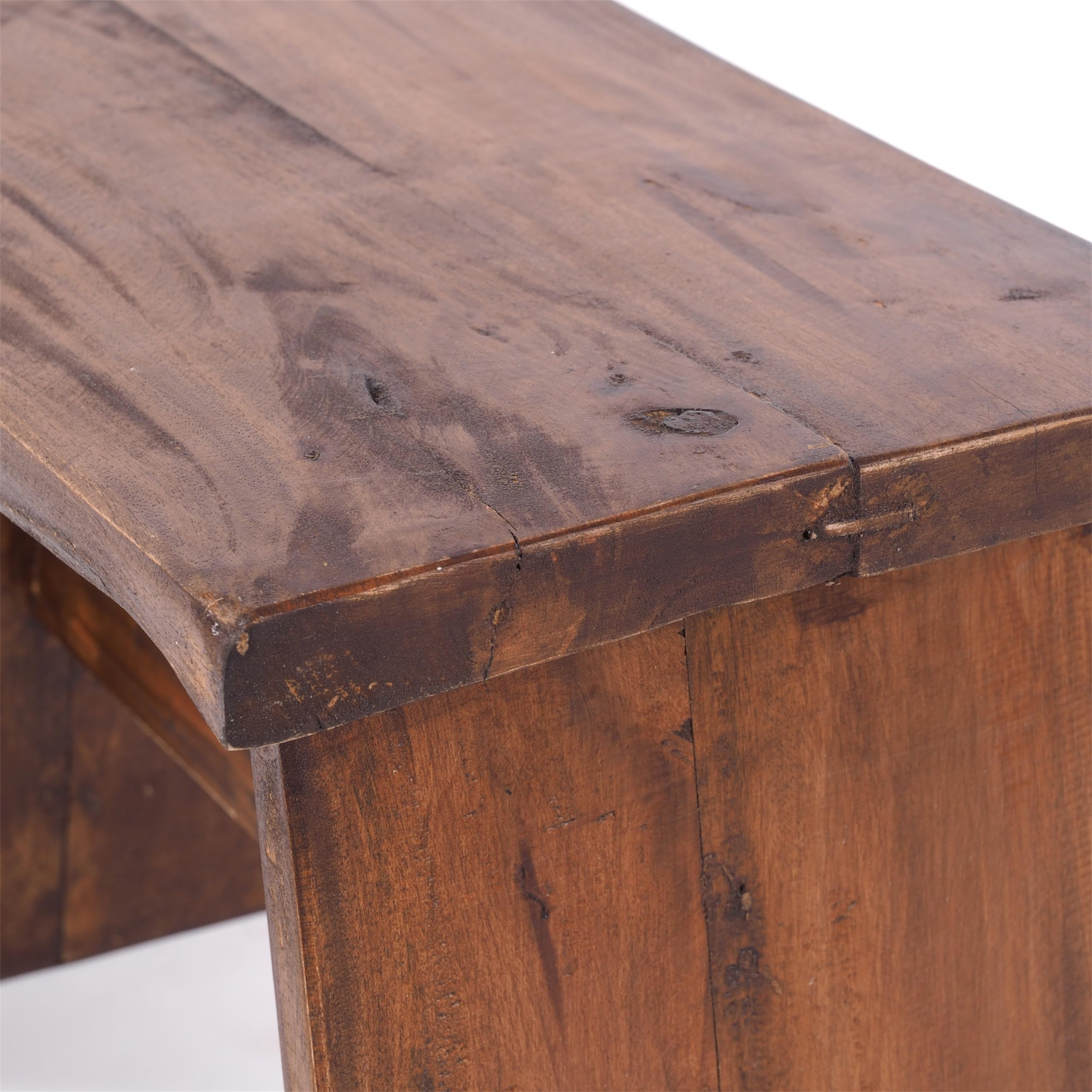 Design Delights - Sgabello Schemel 40 rustico, in mogano massiccio, 40 x 31 x 25 cm (larghezza x altezza x profondità), poggiapiedi, sgabello decorativo in legno