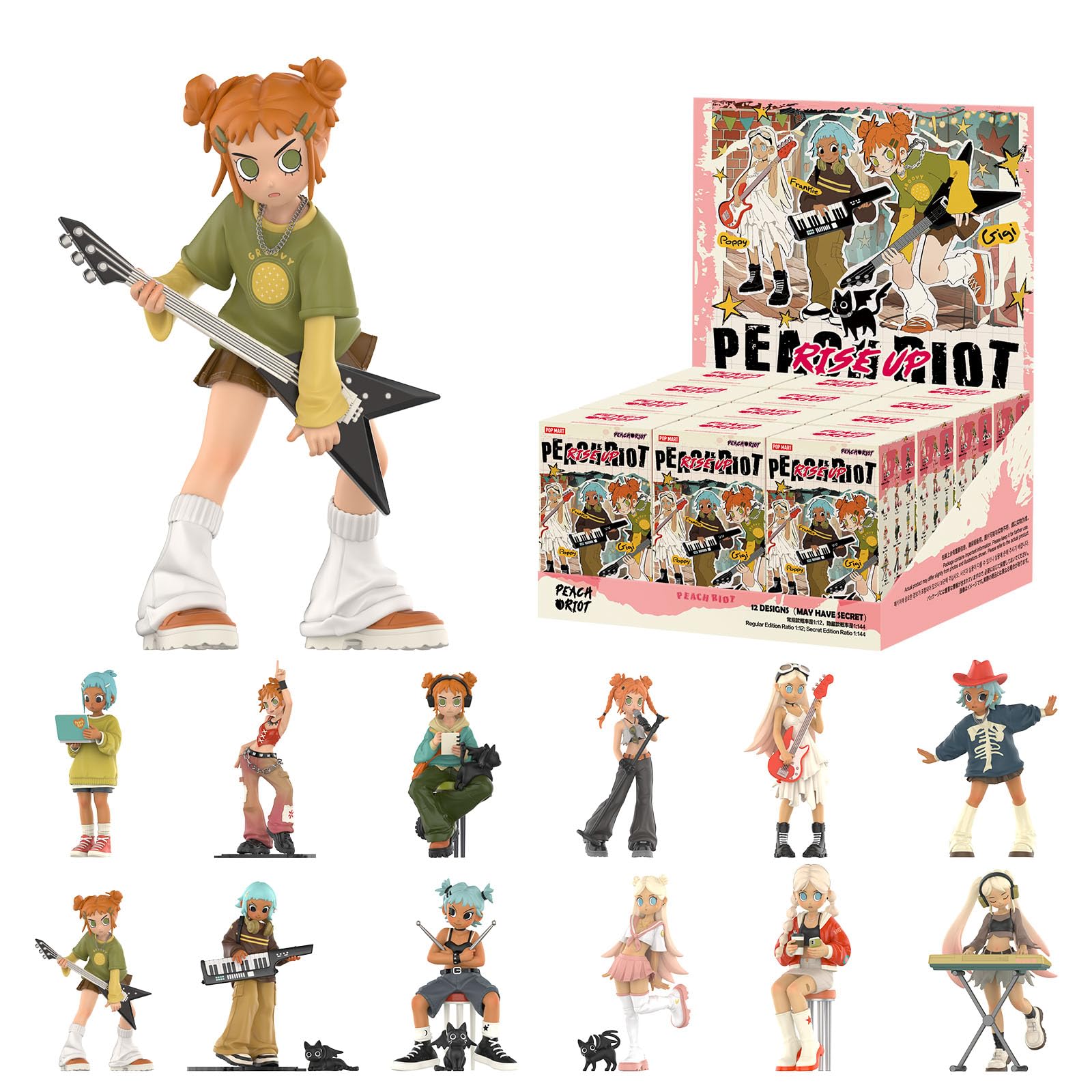 Peach Riot Rise Up Series Figures, 12PCs Peach Riot Blind Box Figures, Random Design Action Figures Collectible Toys Home Decorations, Holiday Birthday Gifts for Boys and Girls, Whole Set