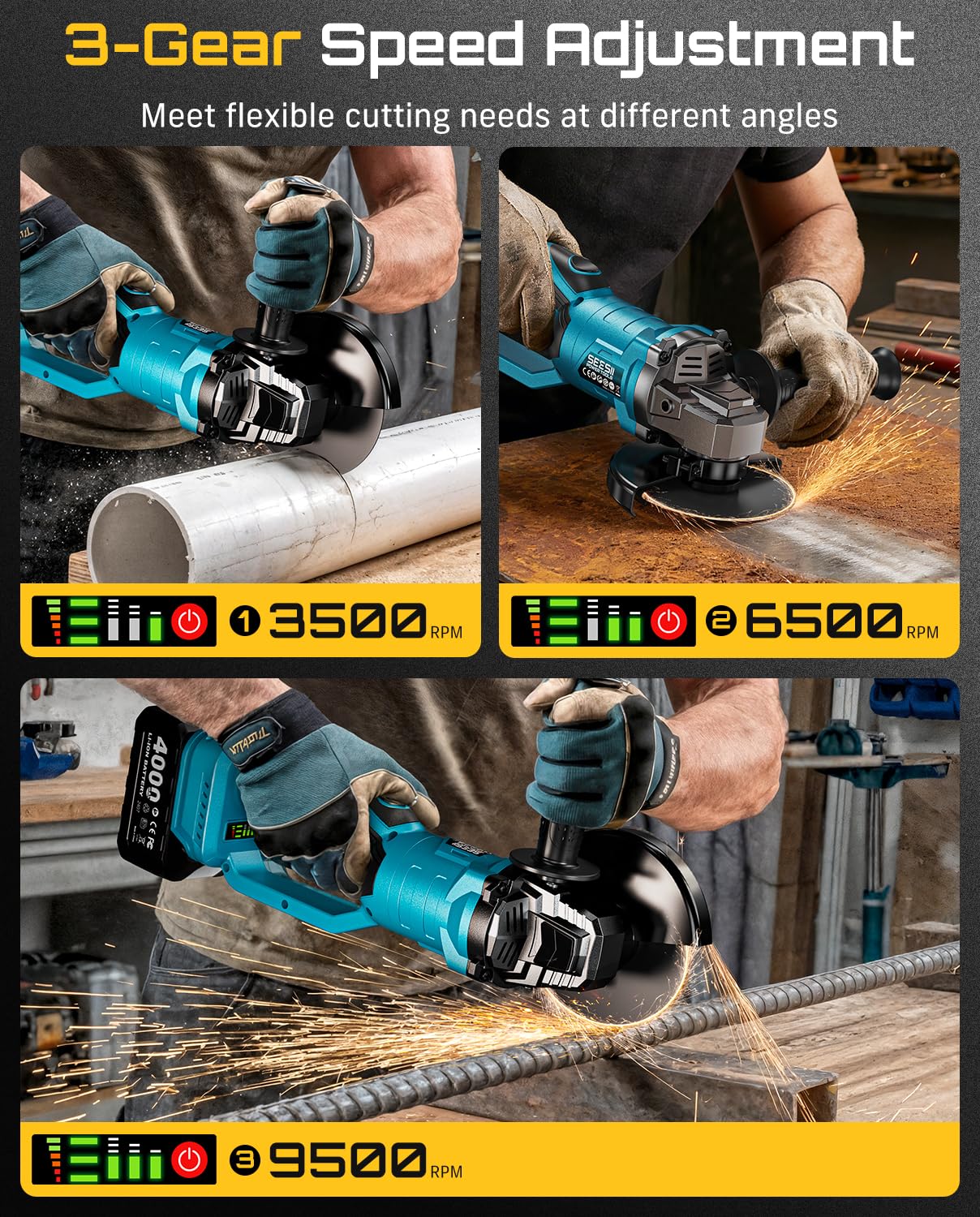 SEESII Mango de amoladora angular inalámbrica