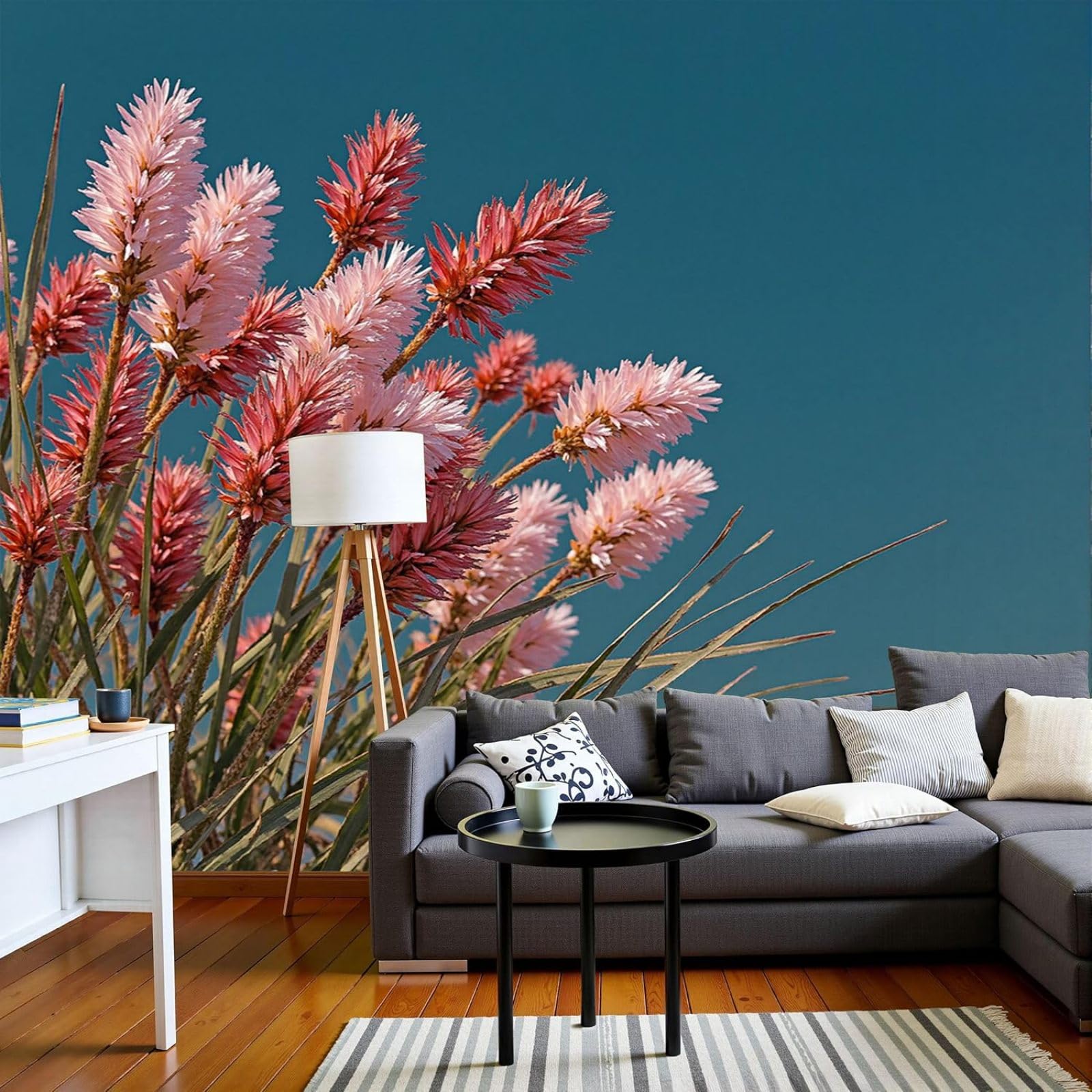 Photo wallpaper Blooming Wildflowers - Natural Realism Wall Decor Modern Blue Non-woven for Living Room Bedroom Children's Room Wall Decor, 250cm x 175cm Stickers - Frameless Painting - Poster