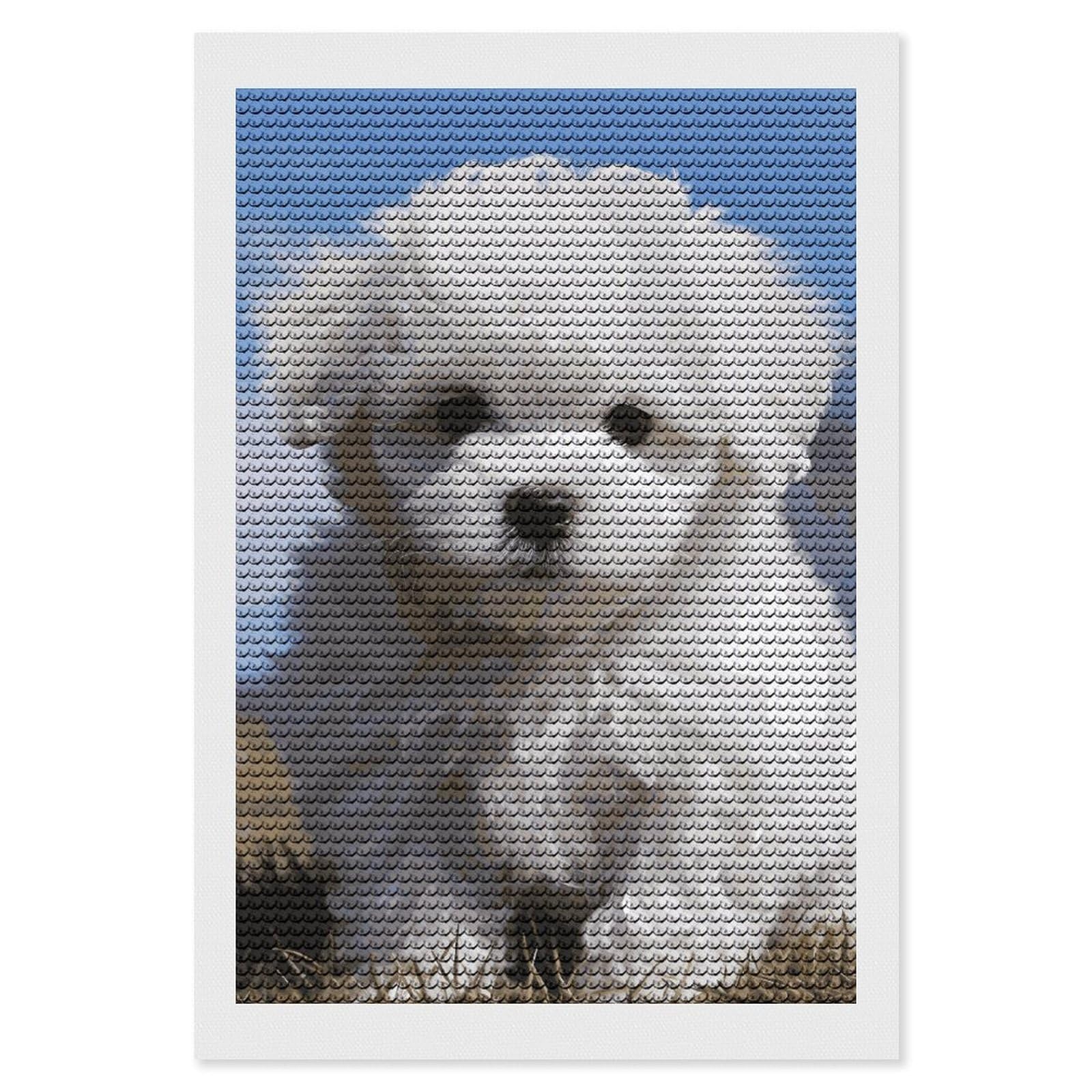 DWVTSLH Bichon Frise Dog Diamond Painting Kits for Adults, Personalized Diamond Photo Art Full Drill, DIY 5D Diamond Art Painting Kits for Beginners, Home Wall Decor 8"x12"