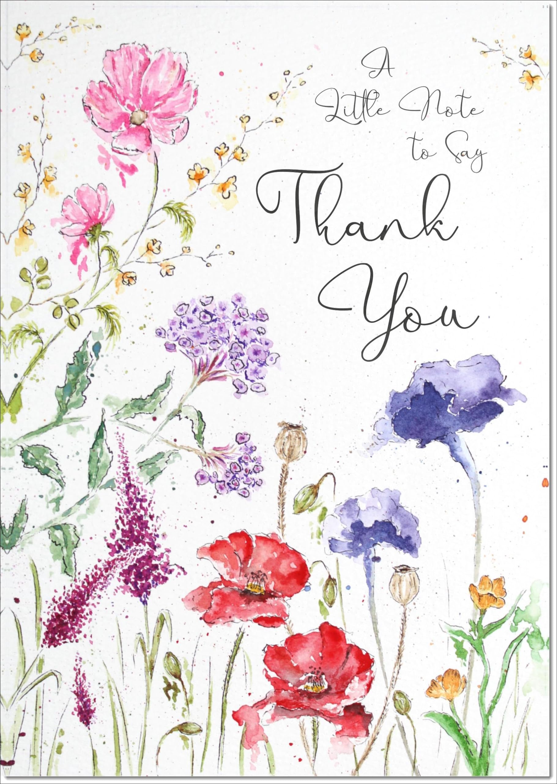 doodlecards Thank You Card Wildflowers Spring Flowers Large A4 Size with Plain Envelope