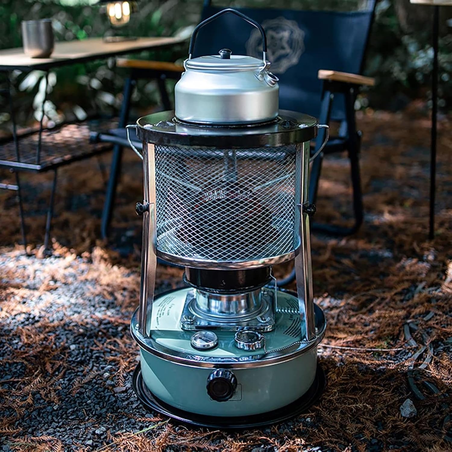 This Portable, Height-adjustable Heater Can Be Used for Heating and Cooking, and Is Ideal for Camping and Fishing. (Green metal chimney)