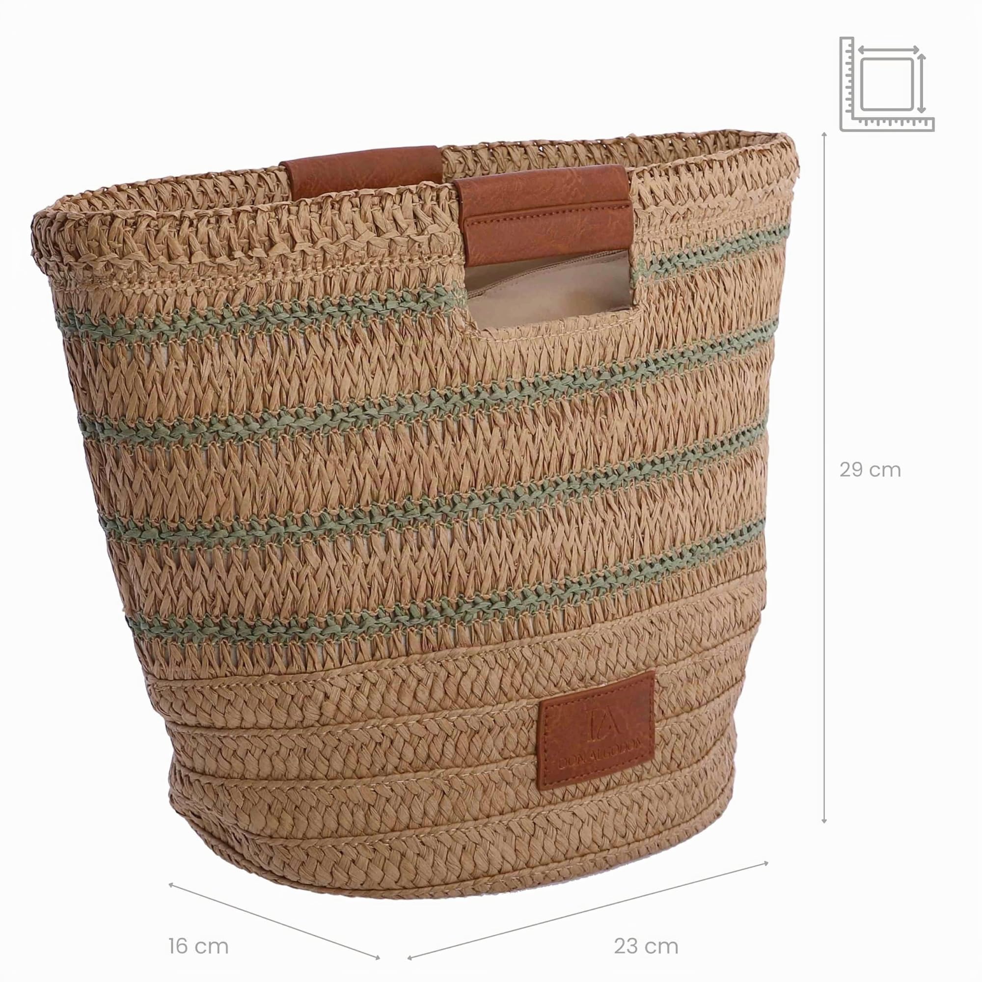 DON ALGODON - Bolso de mano de rafia para mujer - Bolso mano playa mujer - Bolsa playa para mujer Fione