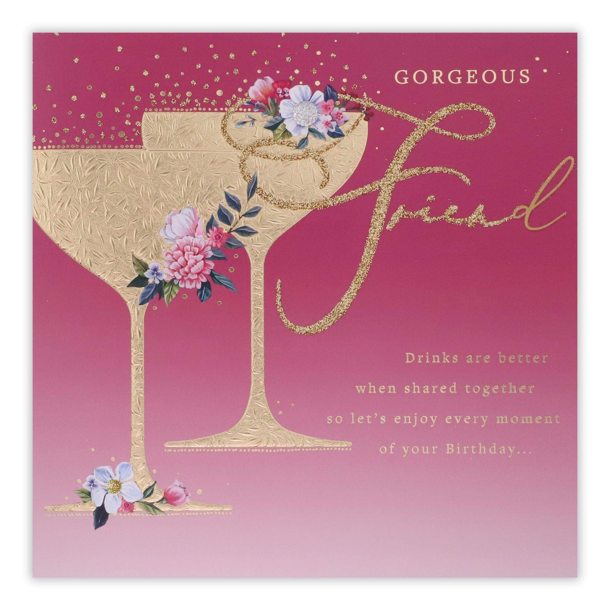 Clintons: Cocktail Glasses, Friend, Birthday Card, 186x186mm, multi-color, 1163906