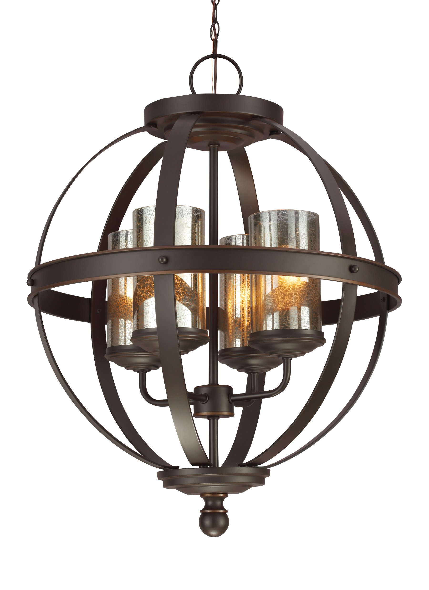 Sfera Four-Light Chandelier with Mercury Glass, Autumn Bronze Finish