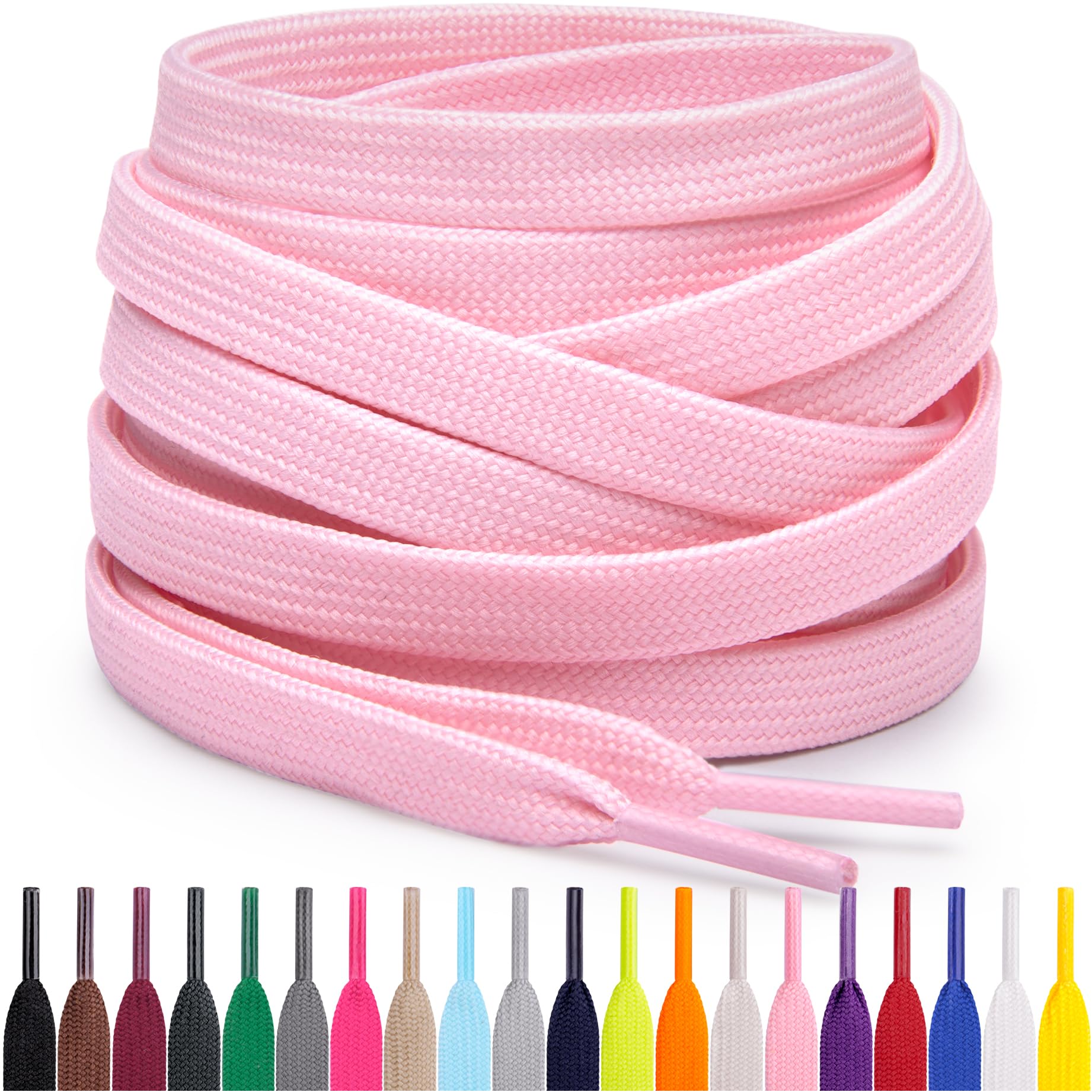 Miscly Flat Shoe Laces for Sneakers, Multiple Lengths and Colors Available