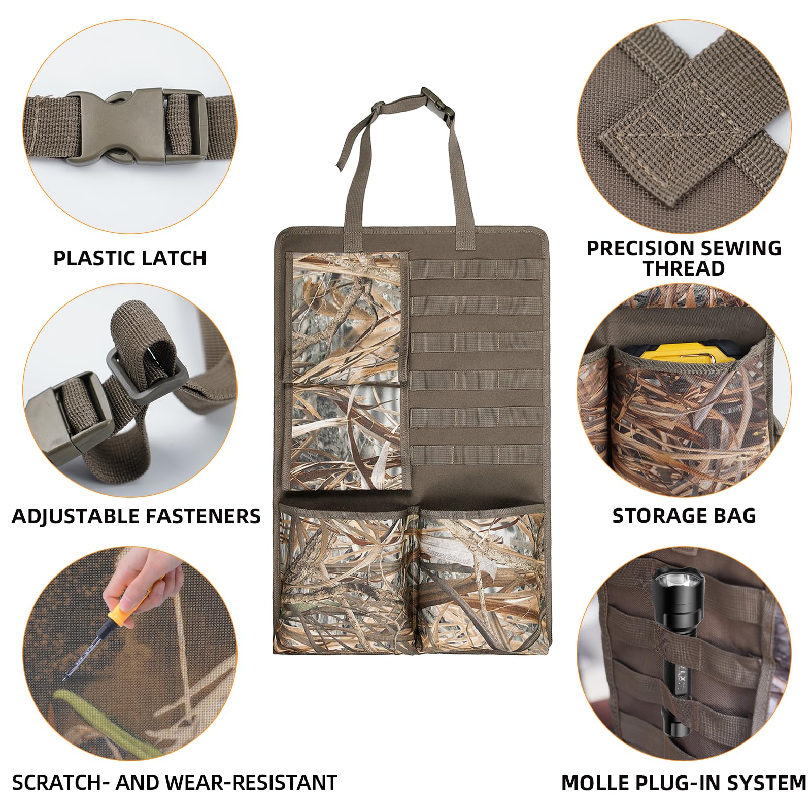 Truck Gun Rack for Hunting Accessories,2 Pack Tactical Seat Back Gun Rack,Camo Front Seat Gun Organizer Holder for Hunting Rifles/Shotguns