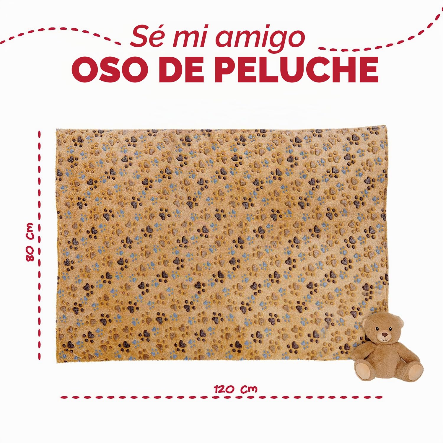 PERLETTI Manta Bebé Suave y Cálida con Osito de Peluche - Muselina para Niño y Niña 0 1 2 3 Años Colorida con Lazo - Doudou para Niños Niñas Marrón con Muñeco y Estampados - 120x80 cm (Oso)