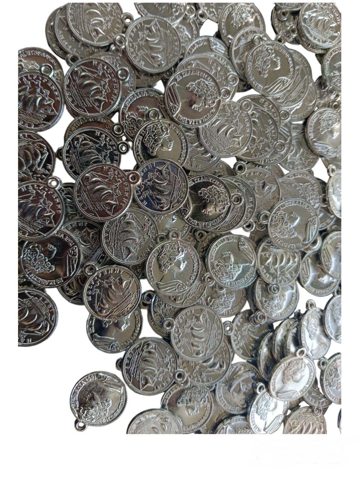 VINAYAK GALLERY Silver Gini Elizabeth Coins for Embroidery/jewellery making and Craftworks (Pack Of 100 pieces)-image-37