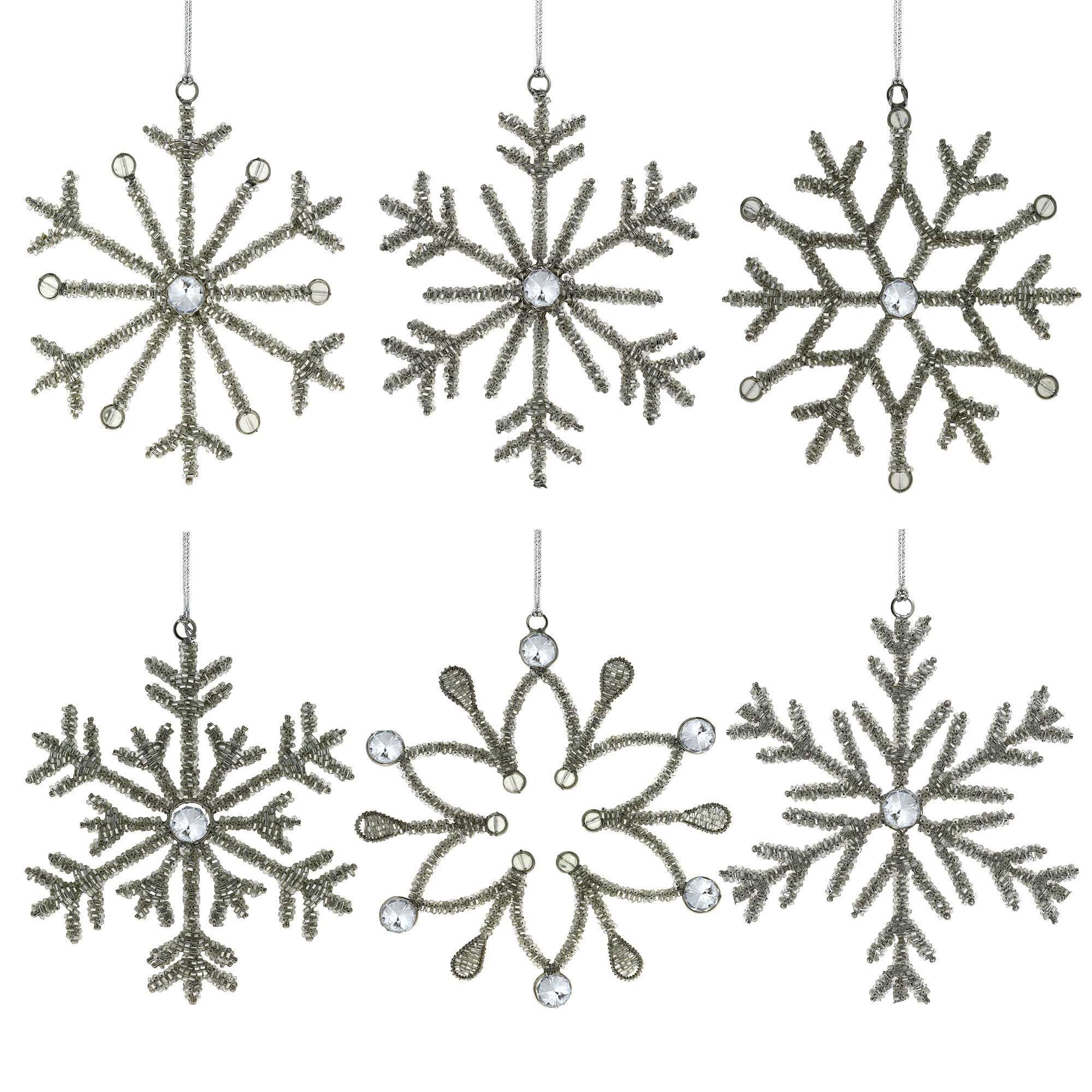 Hanging Snowflake christmas Decorations Accessories 15 cm - Set of 6